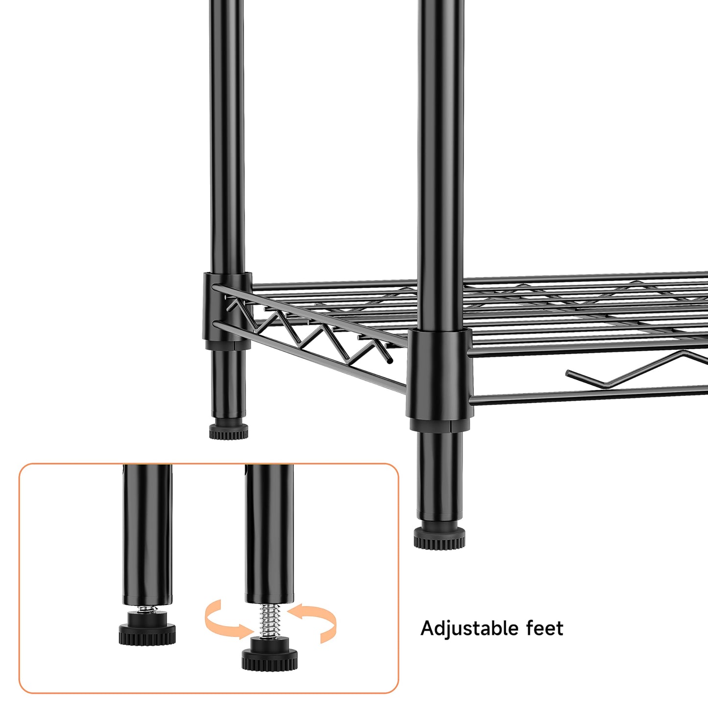 IZEUK 5-Shelf Shelving Unit - Heavy Duty Storage Shelving, Metal Wire Shelving, Storage Organizer Standing Rack for Kitchen, Office and Garage (Black, 5 Tier, 11.8" D × 17.7" W × 55" H)