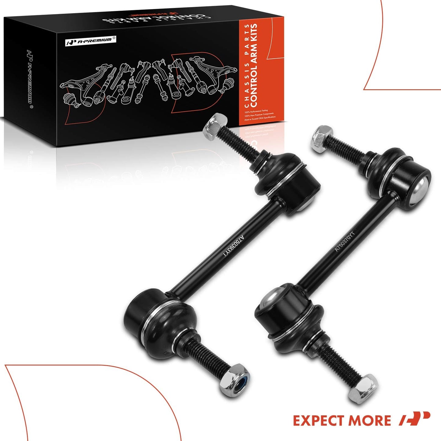 A-Premium 2 x Rear Sway Bar Links Stabilizer Bar Links, Compatible with Ford & Lincoln - 2010-2019 - Explorer, Flex, Police Interceptor Sedan & Utility, Special Service Police Sedan, Taurus, MKS, MKT