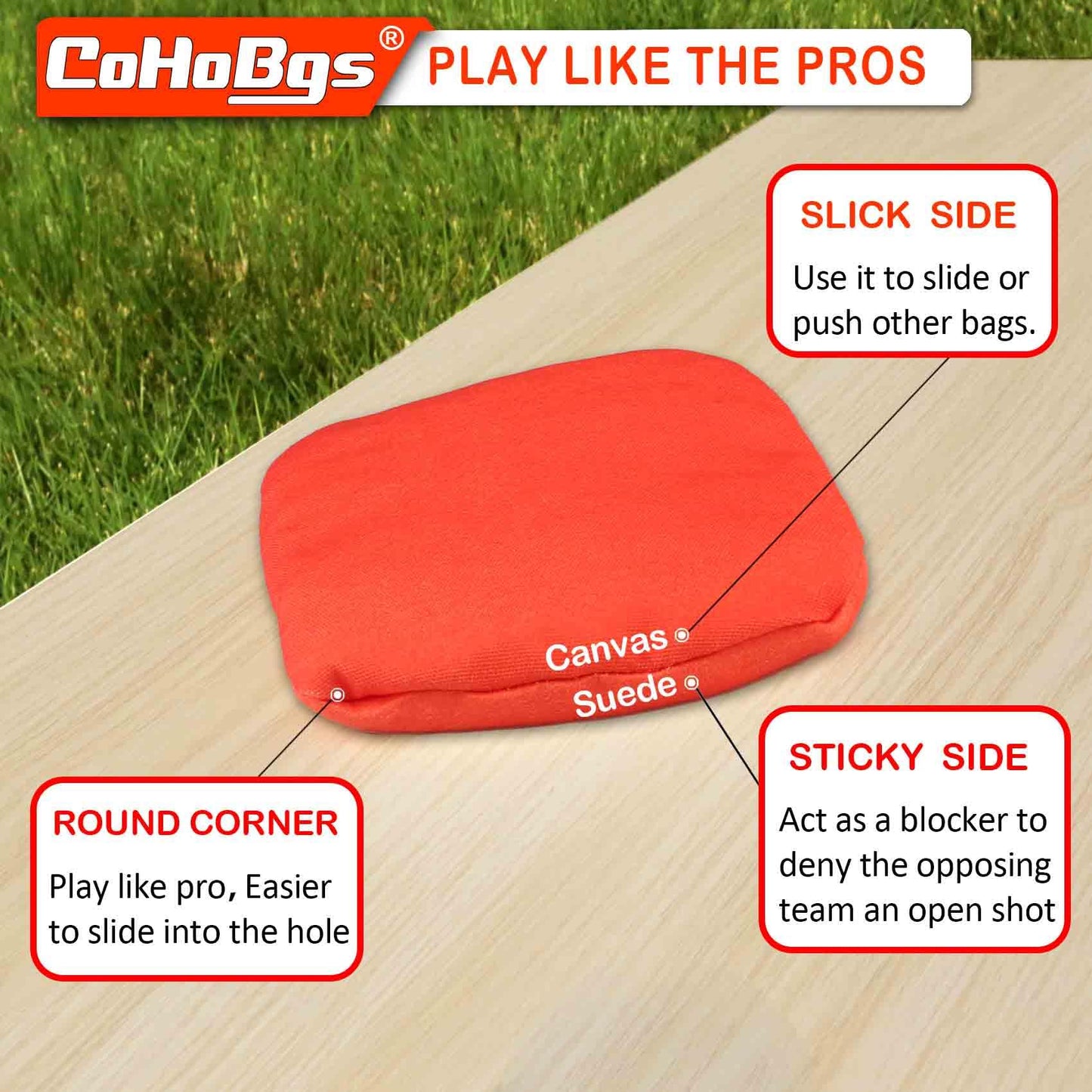 CoHoBgs Dual Sided Cornhole Bags, Professional Regulation Corn Hole Bags Set of 8, All Weather Cornhole Corn Hole Bean Bags Includes Carry Case
