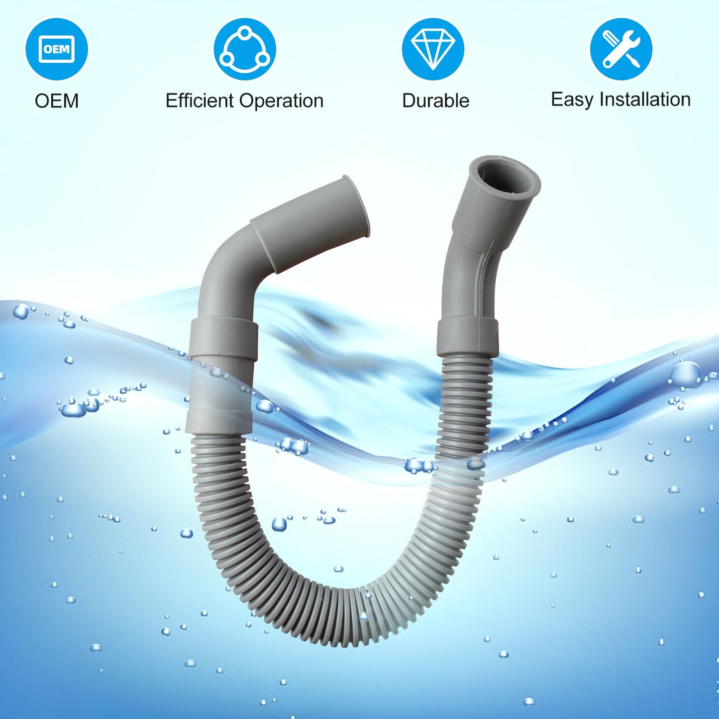 D.I.Accessa DD81-01502A Universal Dishwasher Inner Hose - Inflexible Corrugated Dishwasher Inner Hose,Plastic Material,Gray