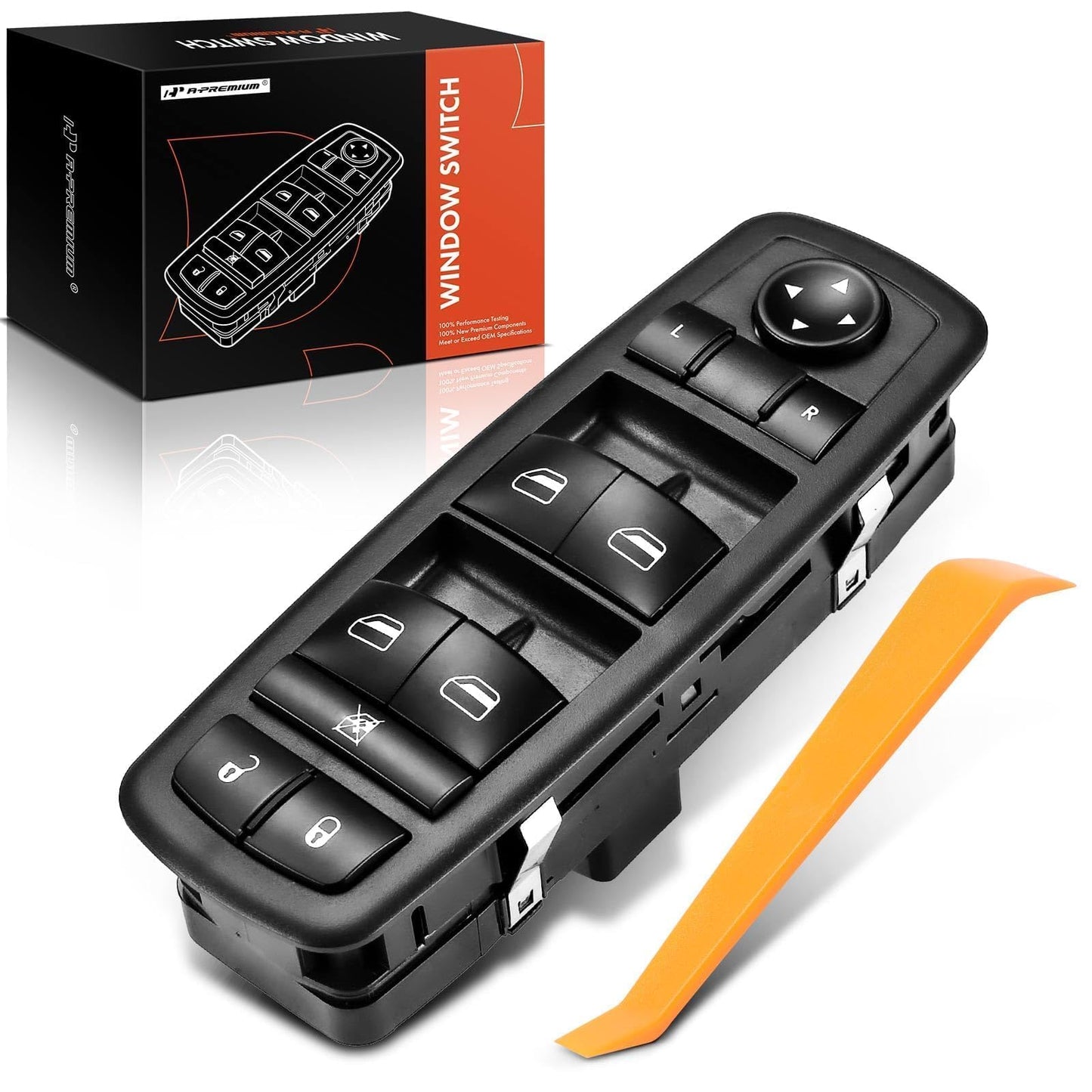 A-Premium Front Driver Side Master Power Window Switch W/O Auto Function Compatible with Chrysler 200 2015 2016 & Dodge Dart 2013 2014 2015 2016 & Jeep Cherokee 2014 2015 2016, Replace# 68271203AB