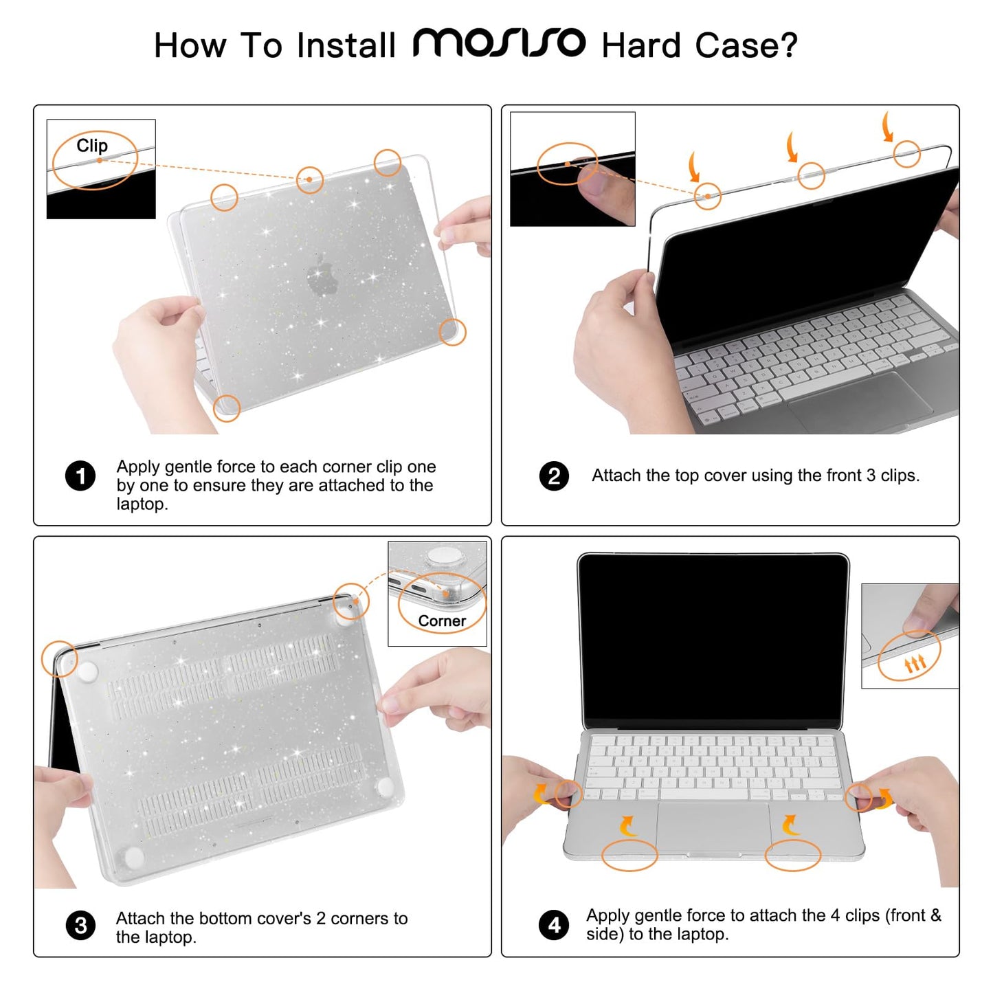 MOSISO Sparkly Glitter Case Compatible with MacBook Neo Case 13 inch 2026 Release Model A3404 with A18 Pro Chip, Crack-Resistant Protective Hard Shell Case&Keyboard Cover&ScreenFilm&Pouch, Transparent
