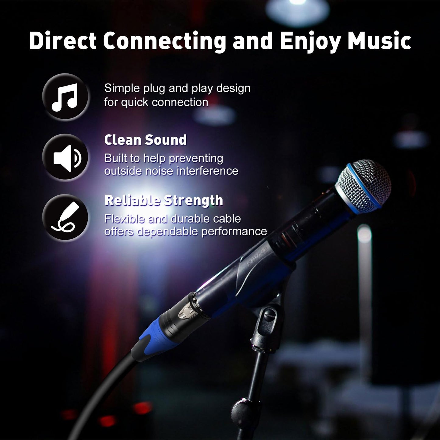 Tainston XLR Cable 50 Feet 2 Pack Premium XLR Microphone Cable 3-Pin Balanced Microphone Mic Cord Male to Female XLR Speaker Cable