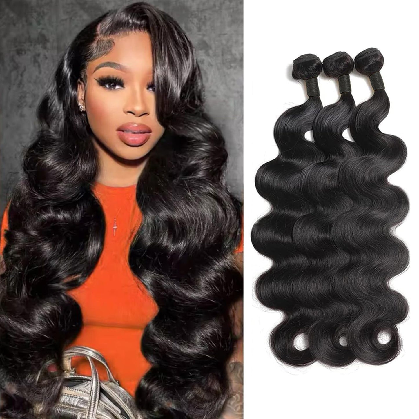 Body Wave Human Hair Bundles Body Wave Hair 3 Bundles 12A Grade Unprocessed Brazilian Virgin Hair Extensions for Women (Body Wave Bundles, 22 24 26 Inch)