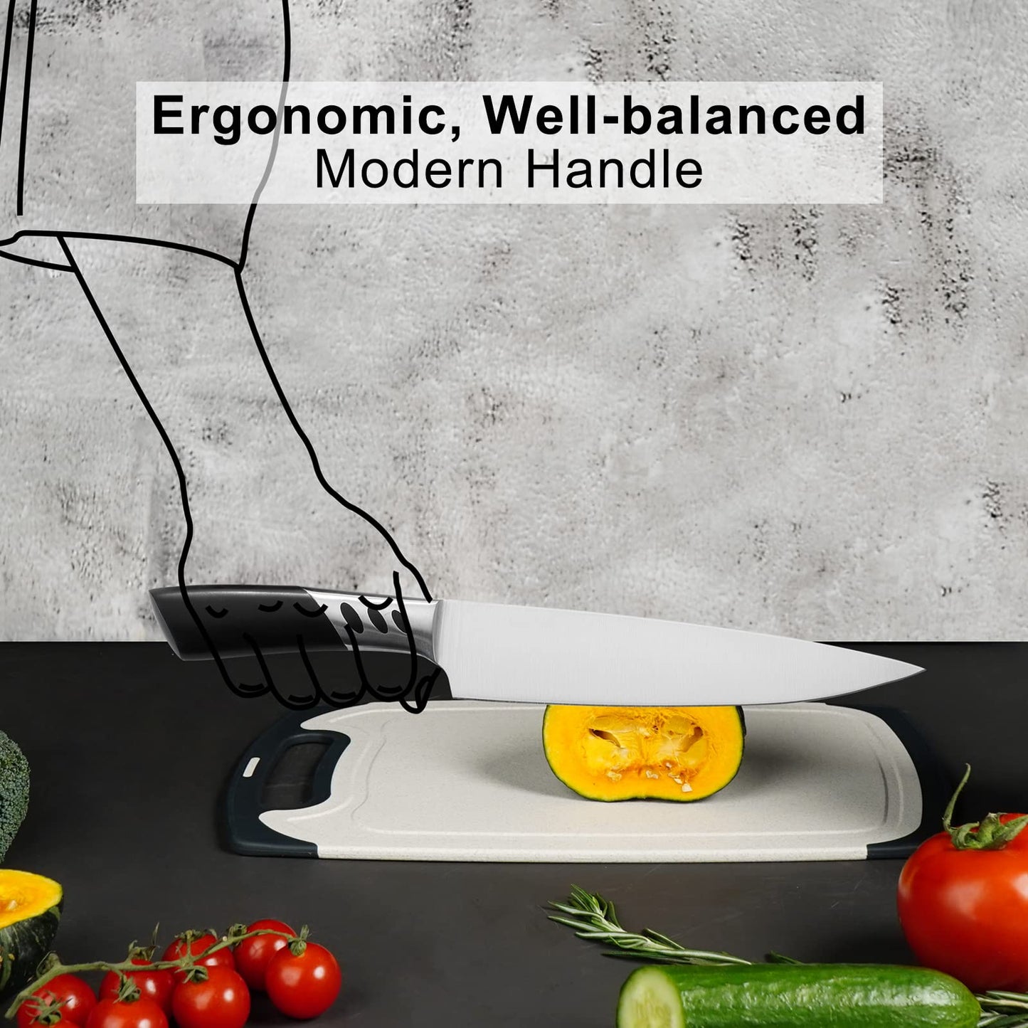 CHUSHIJI Kitchen Knife,3-Piece Stainless Steel Knife Set, Kitchen Knives Set,Chef Knife Set,8 Inch Chef's Knife,7 Inch Santoku Knife,5 Inch Utility Knife,Kitchen Gadgets for Women & Men with Gift Box