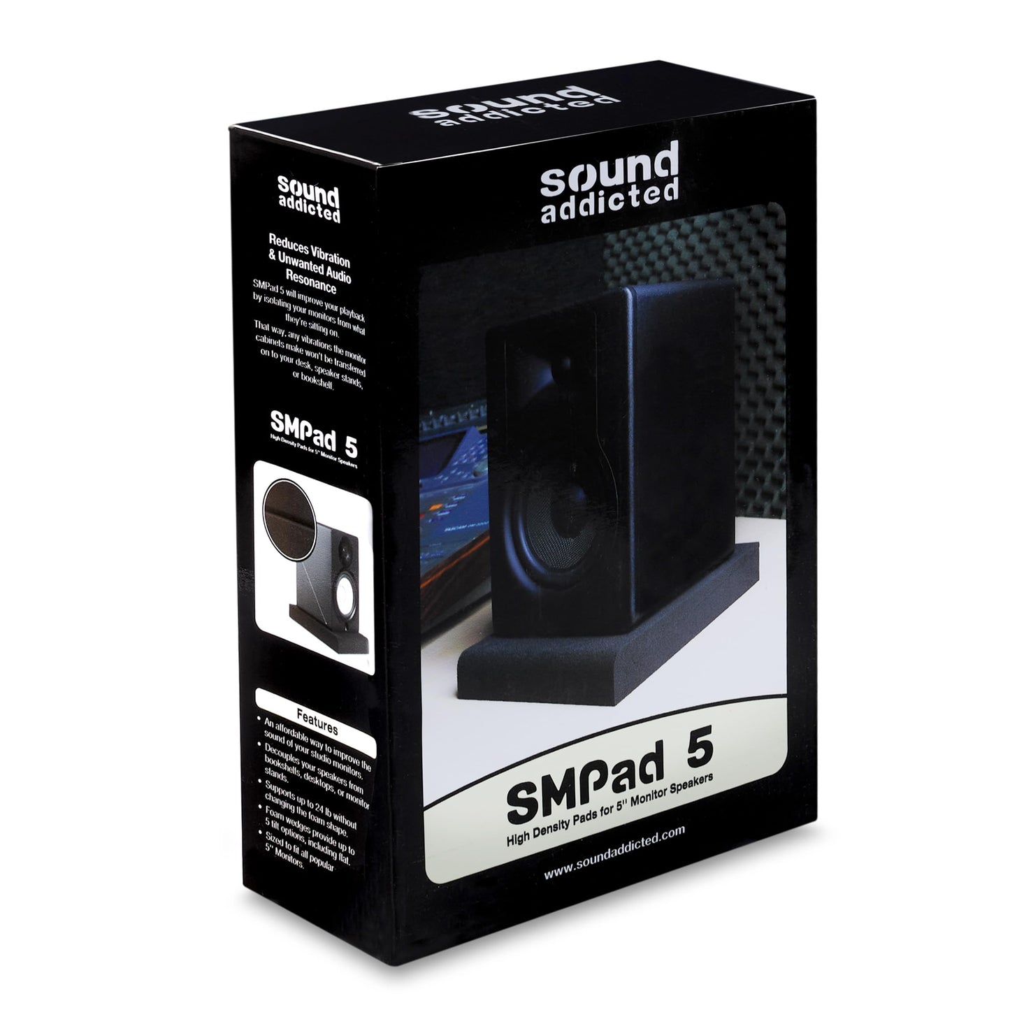 Sound Addicted - Studio Monitor Isolation Pads for 5'' Inch Monitors, Pair of Two High Density Acoustic Foam which Fits Most Speaker Stands | SMPad 5