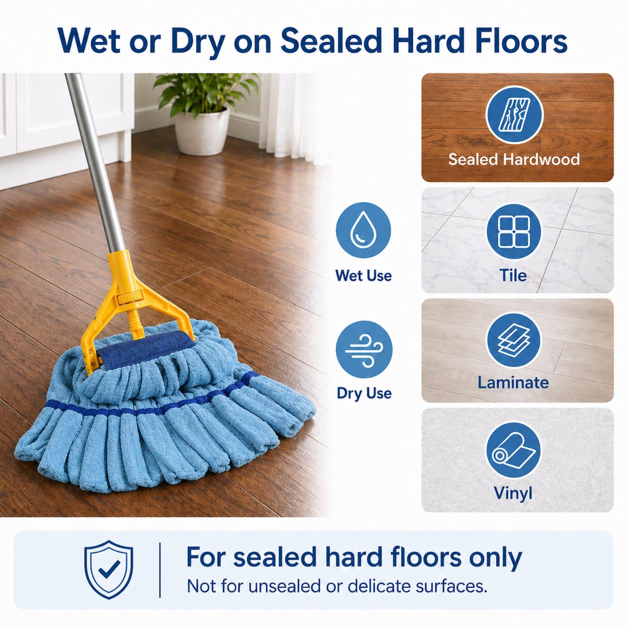 Microfiber Mop Head Replacement, 16 oz Loop End Commercial String Mop Head with 6 Inch Headband, Absorbent Microfiber Mop Refill for Home, Industrial & Commercial Floor Cleaning