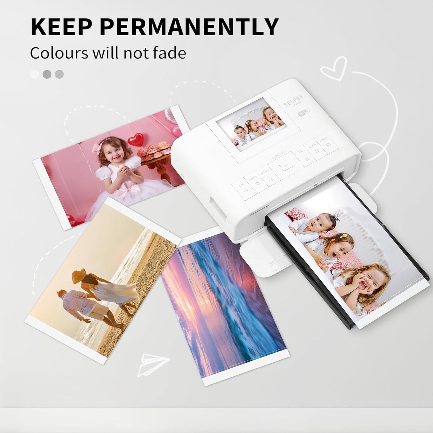 Compatible with Canon Selphy CP1500 Ink and Paper for CP1300 CP1200 CP1000 CP910, KP-108IN KP108 3 Color Ink Cartridges and 108 Photo Paper Sheets (4'' x 6'' Glossy Paper) for Selphy CP Photo Printers