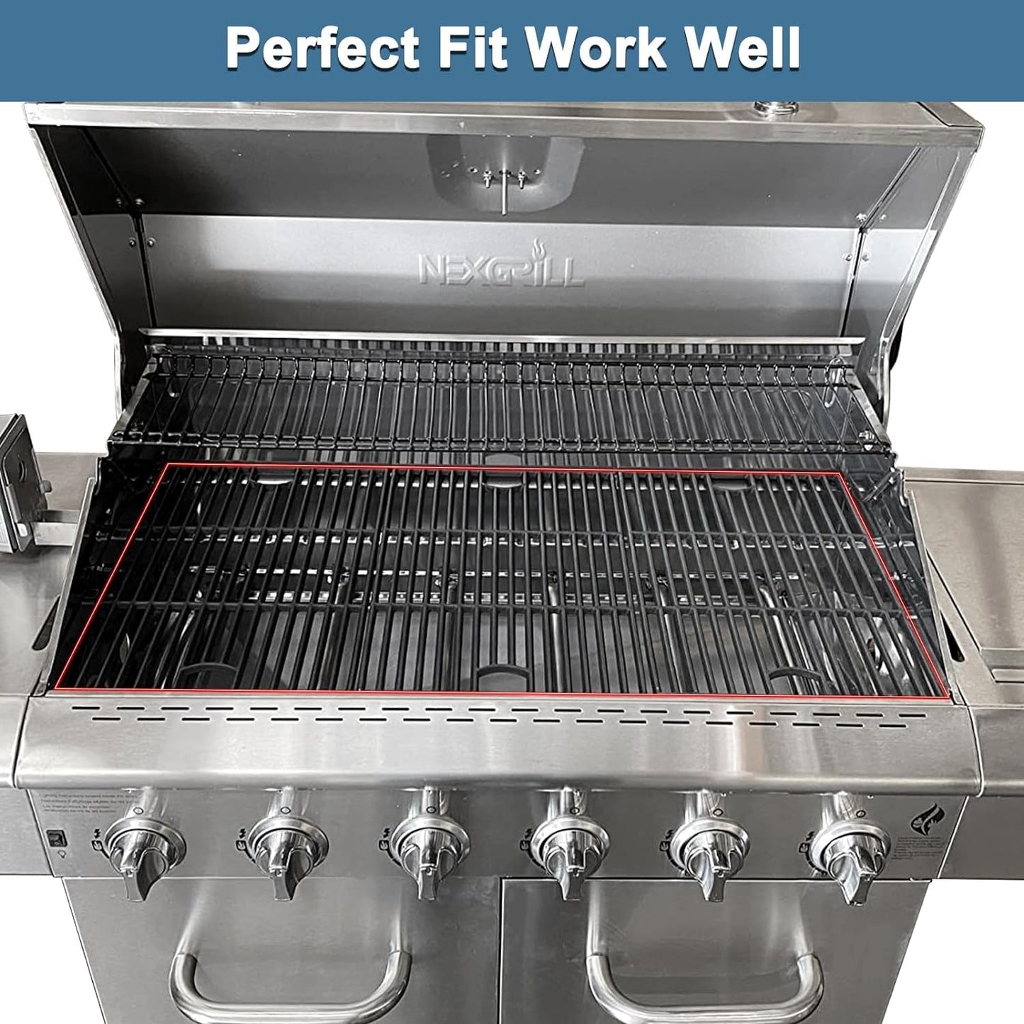 Criditpid BBQ Grill Grate for Nexgrill 720-0896, 720-0896B, 720-0898, 720-0896C Grill Models, 17 inch Heavy Duty Matte Cast Iron Cooking Grates for Nexgrill.