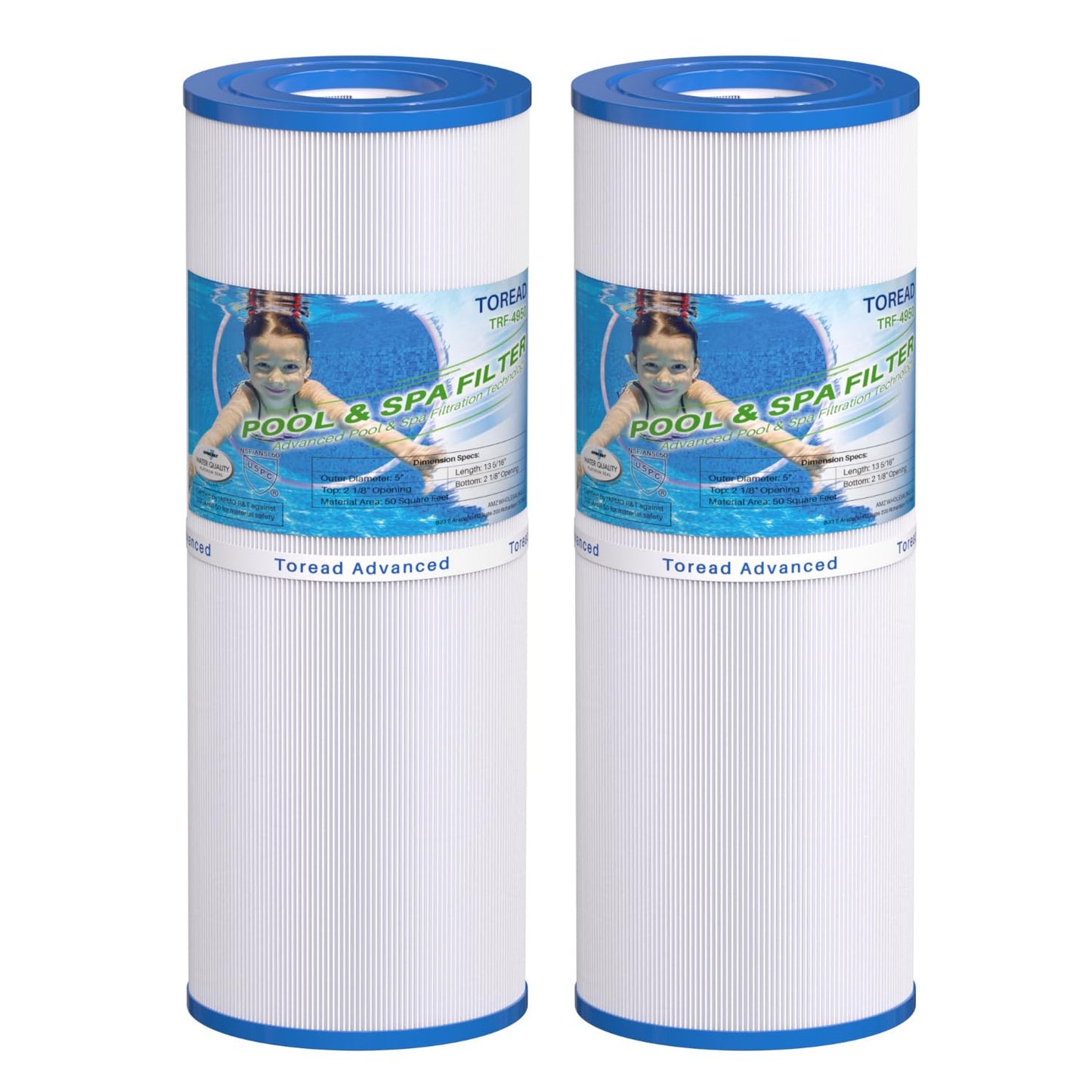 TOREAD TRF-4950 Spa Filter Replaces Unicel C-4950, Pleatco PRB50-IN, Guardian 413-212-02, Filbur FC-2390, 373045, 03FIL1600, 17-2380, Jacuzzi J210/J220/J235/J245/J275, 5X13 Hot Tub Filter, 2Pack