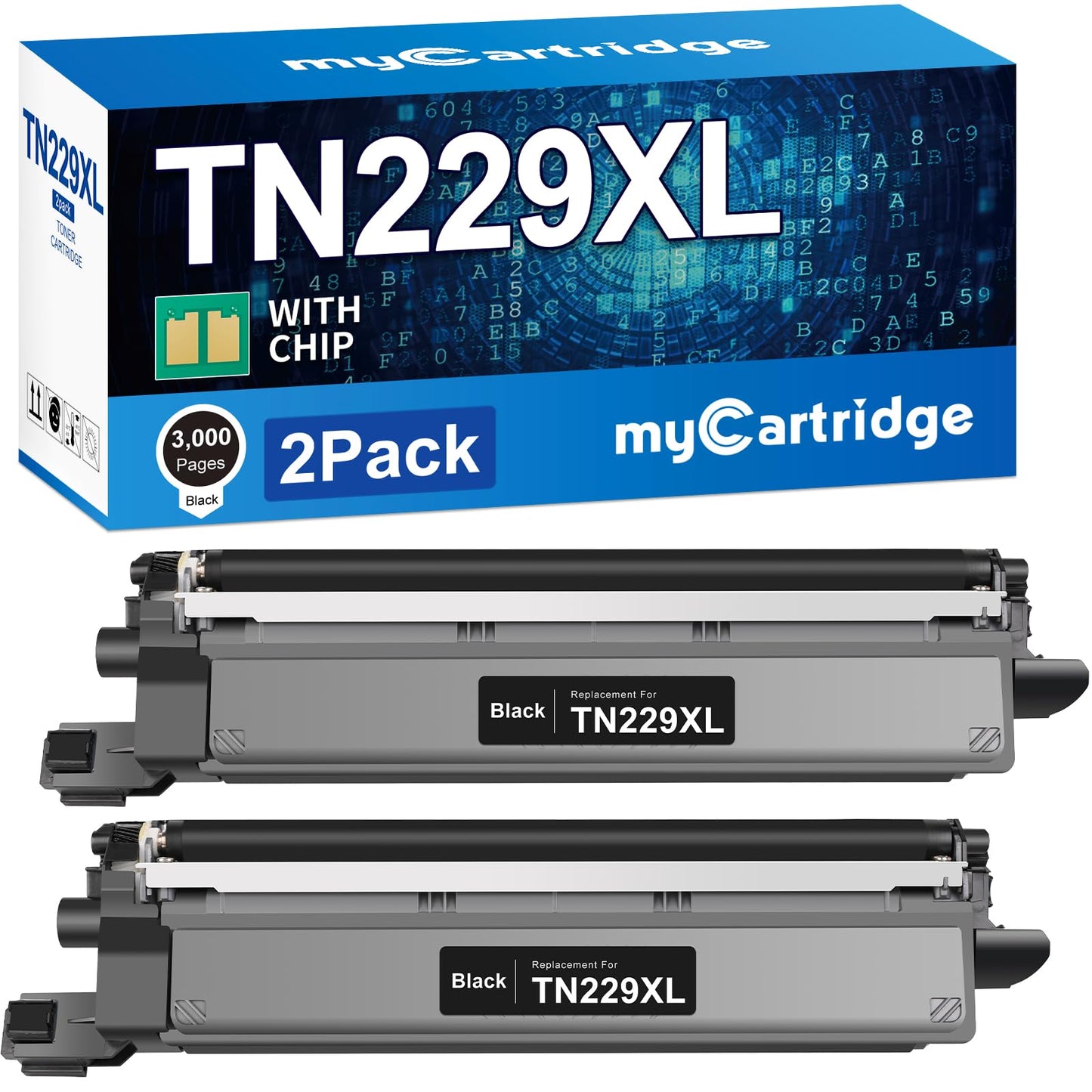 myCartridge TN229XL Toner Cartridges High Yield 2 Black,with Chip Compatible Replacement for Brother TN229XL TN229 TN-229XL TN-229XLBK MFC-L3780CDW MFC-L3720CDW HL-L3280CDW Printer TN229XL Toner