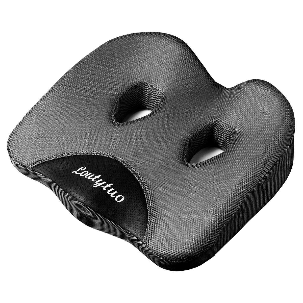 Loutytuo Seat Cushion Pillow,100% Memory Foam and Washable Cover,for Office Chair,Car Seat and Wheelchair,Tailbone & Sciatica & Back Pain Relief (Grey)