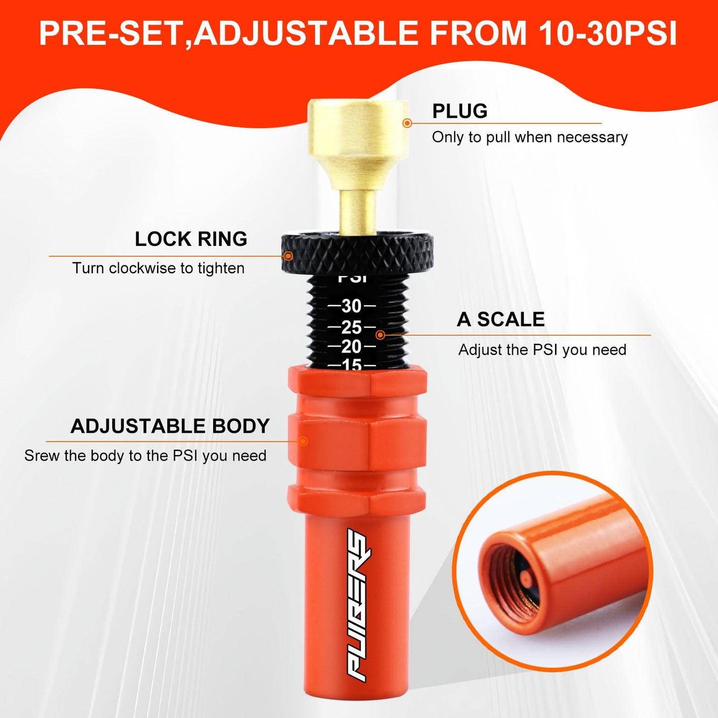 Tire Deflator Adjustable Auto-Stop - Precision Air Down Tire Deflators Tool for Truck, SUV, Motorcycle, Offroad 4x4,Tyre Deflator Valve Kit Tool with PSI & Bar Scales(0.7-2.1bar/10-30PSI)