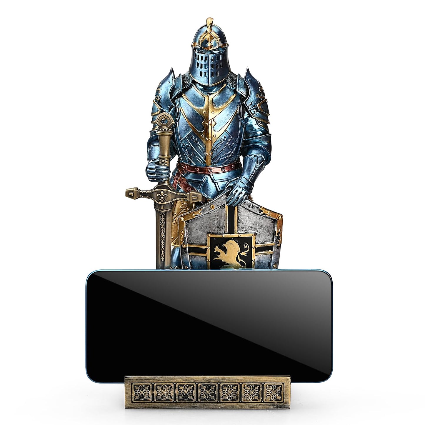 HDMbigmi King's Guard Ornament Knight Statue for Desk, Pen Holder Pen Stand Paperweight for Office and Home (Blue)