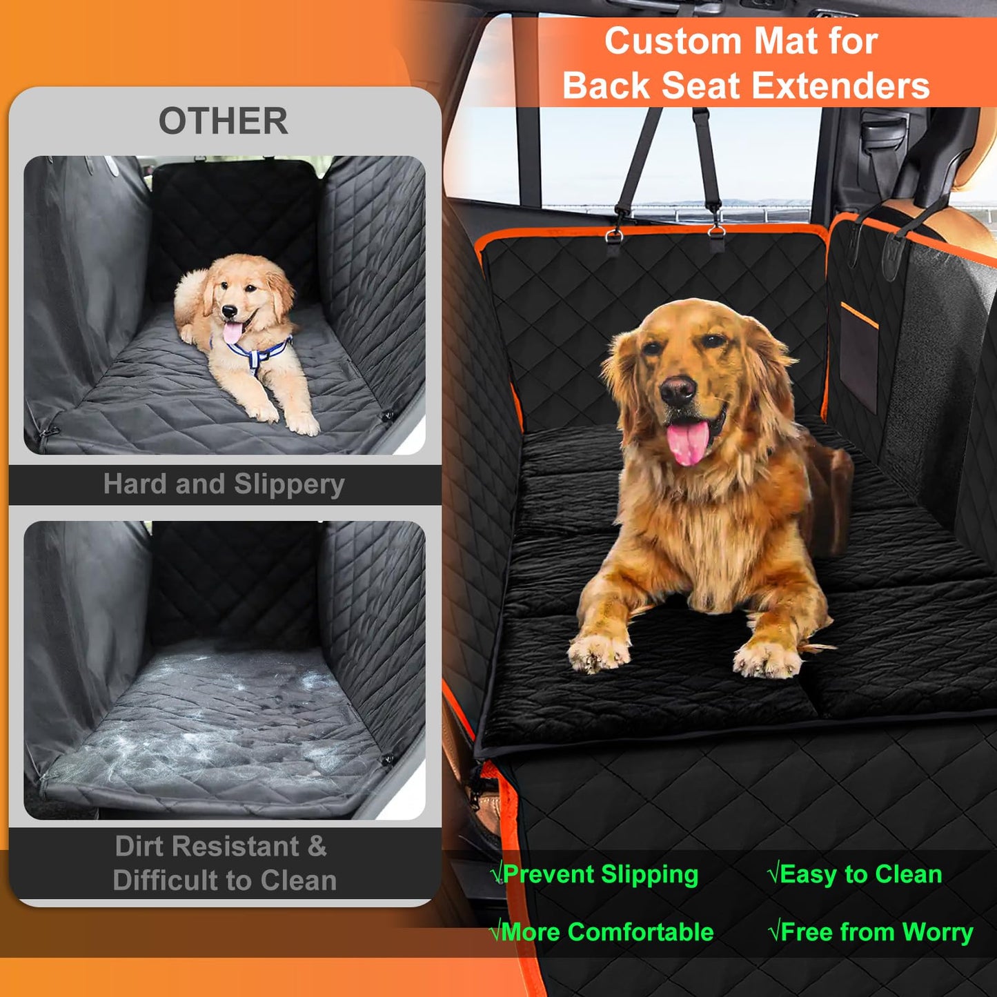 XUYEDOGLSH Dog Car Seat Cover and Back Seat Extender Custom Blankets,Suitable for Car Travel Dog Bed and Car Hammock Mat, Sofa Cushion, Comfortable Non-Slip Sole Design (Gray 51.2 * 23.6")