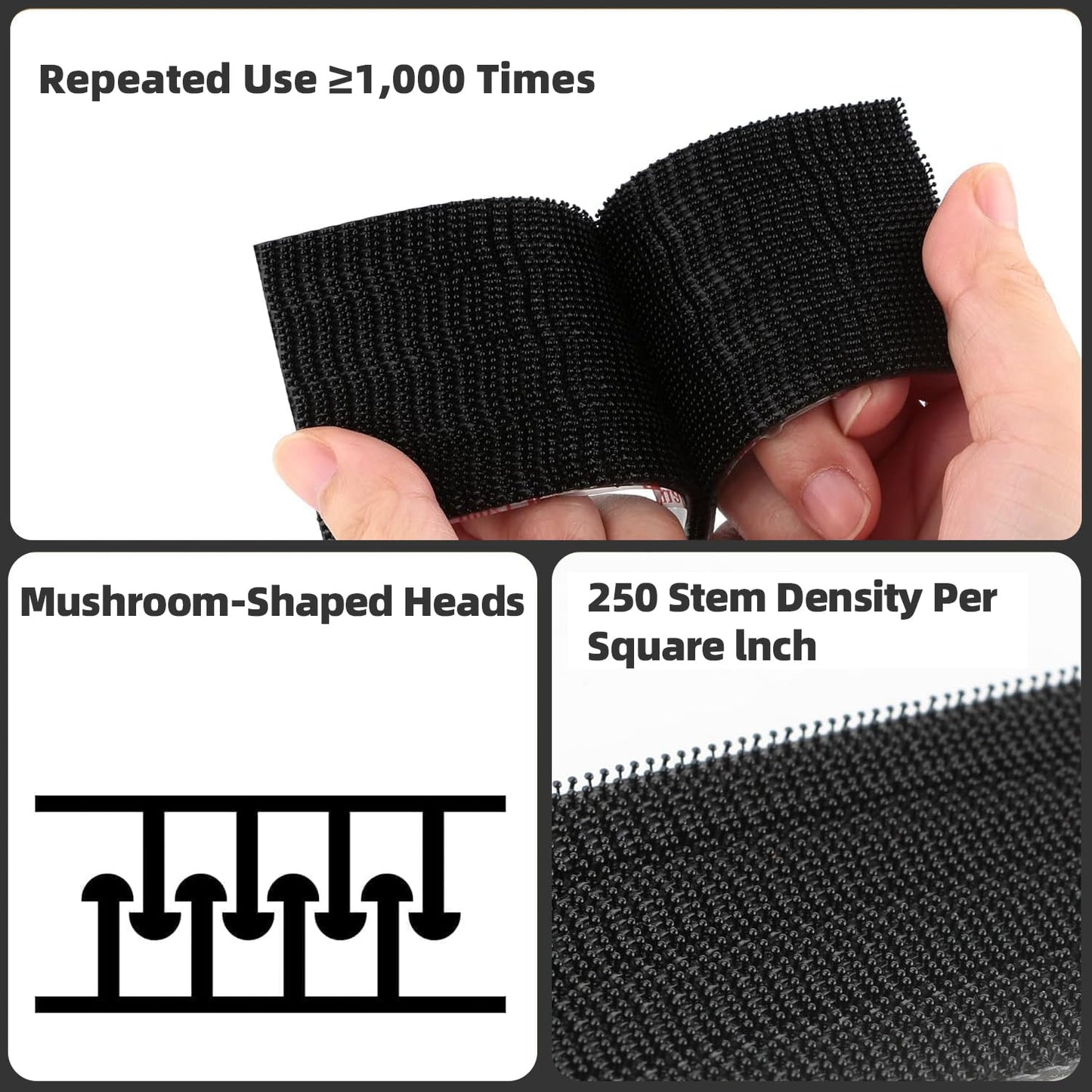 3M Dual Lock SJ3550A 1"×8ft Black 1 Pack Reclosable Fastener Mounting Tape Interlocking Mushroom shaped Strong Adhesive Hook Lock Sticky Tape for Indoor and Outdoor