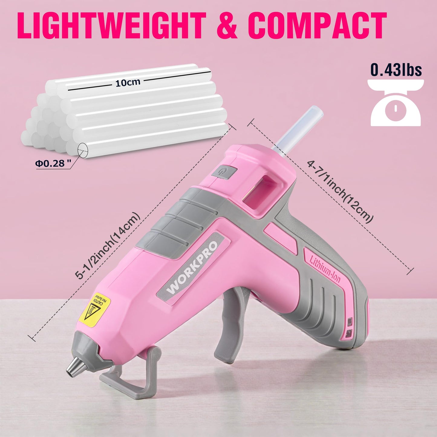 WORKPRO Cordless Hot Glue Gun, Fast Preheating, Smart Power-Off, and USB-C Rechargeable Glue Gun, Less-drip Hot Glue Gun Kit with 20 Pcs Premium Mini Glue Sticks for DIY, Crafting and Arts