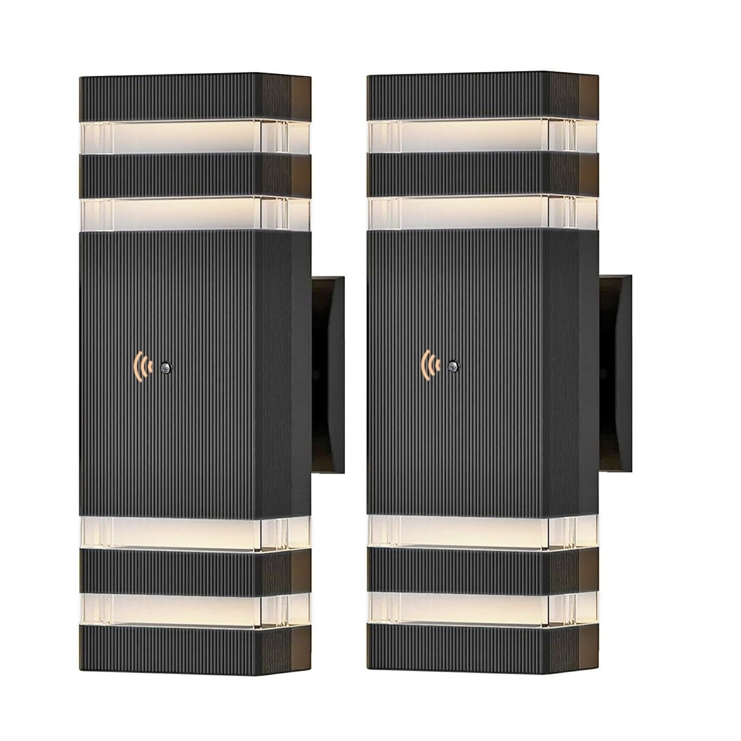 JESENBIL Dusk to Dawn Sensor Outdoor Wall Light, Modern Up Down Exterior Lighting Fixtures Wall Mount, Black Aluminum Outdoor Lights for House Waterproof Porch Light 2-Pack