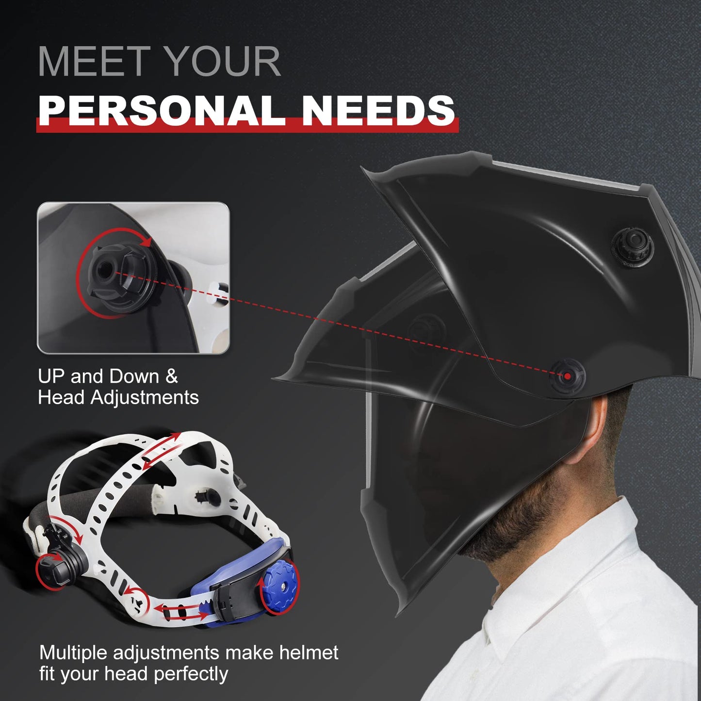 TOPDC Large Viewing Screen 3.93'X2.63' Solar Power Auto Darkening Welding Helmet with Optical Class 1/1/1/2, Shade Range 4/5-9/9-13 with Grinding Feature for TIG MIG MMA Plasma