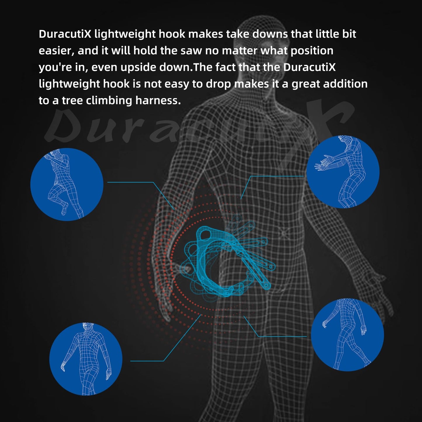 Mavnai DuracutiX Aluminum Hook For Tree Climber Compatible with Shembiner XL, Quick and Easy One-Hand Removal and Installation of Chainsaws and Tools Inside The Hook, Not Easy Fall Off in Any Position