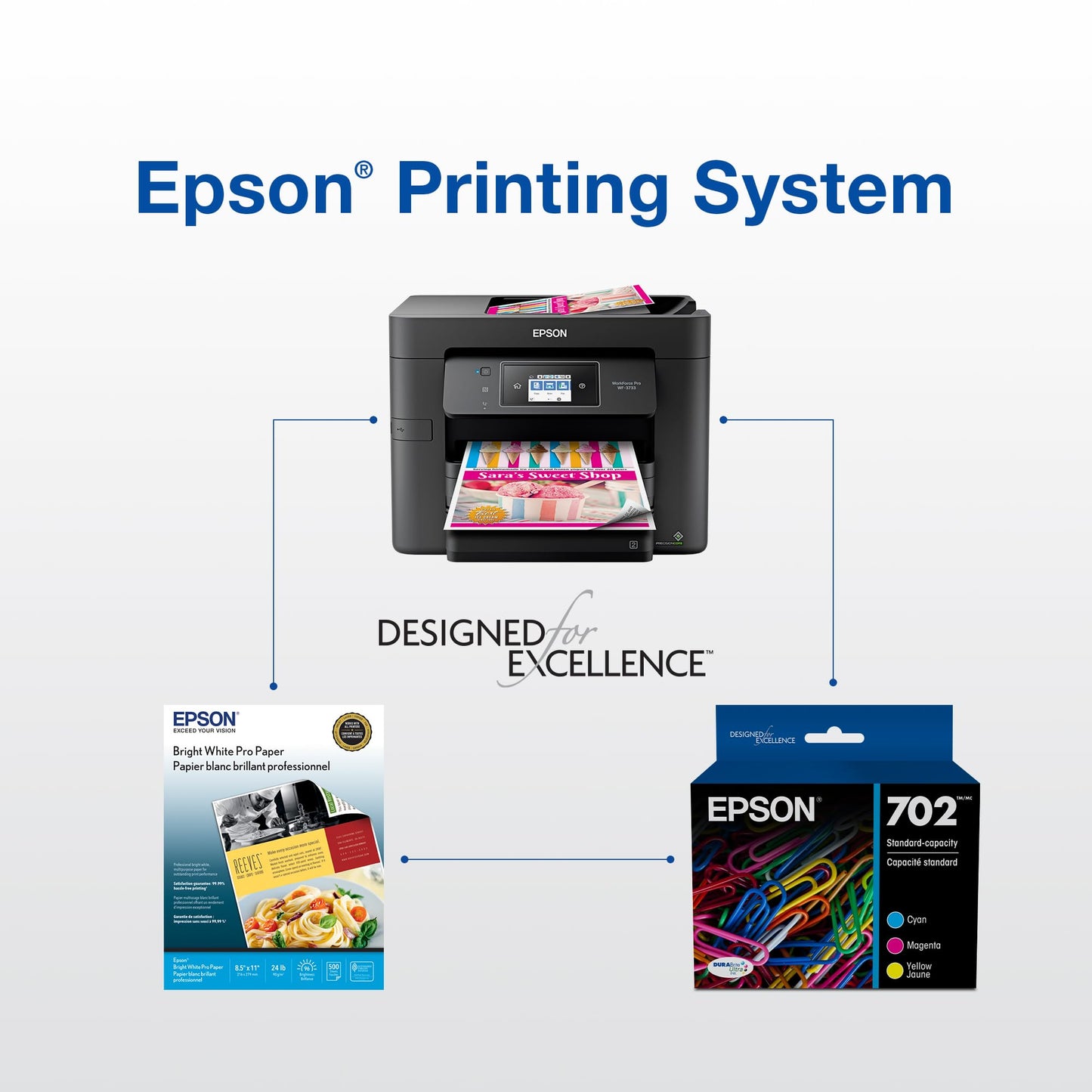 EPSON 702 DURABrite Ultra Ink Standard Capacity Black Cartridge (T702120-S) Works with Workforce Pro WF-3720, 3730, 3733