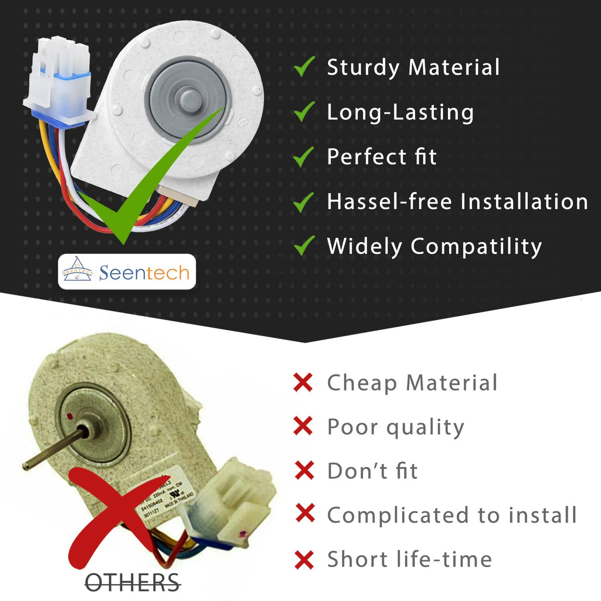 241509402 Evaporator Fan Motor - Exact fit for Kenmore Refrigerator: Replace Part Number 241509402, AP3958808, PS1526073