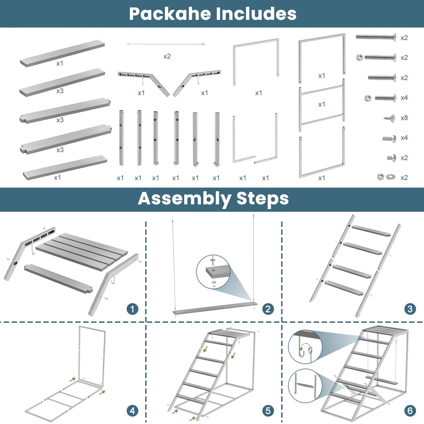 Chicken Coop Perches with Swing, Roosting Bars, Chicken Run Accessories Toy, Wooden Ladder for Pet's Healthy & Happy, Sturdy and Easy to Clean, Suitable for Backyard Farm (Half Sides)