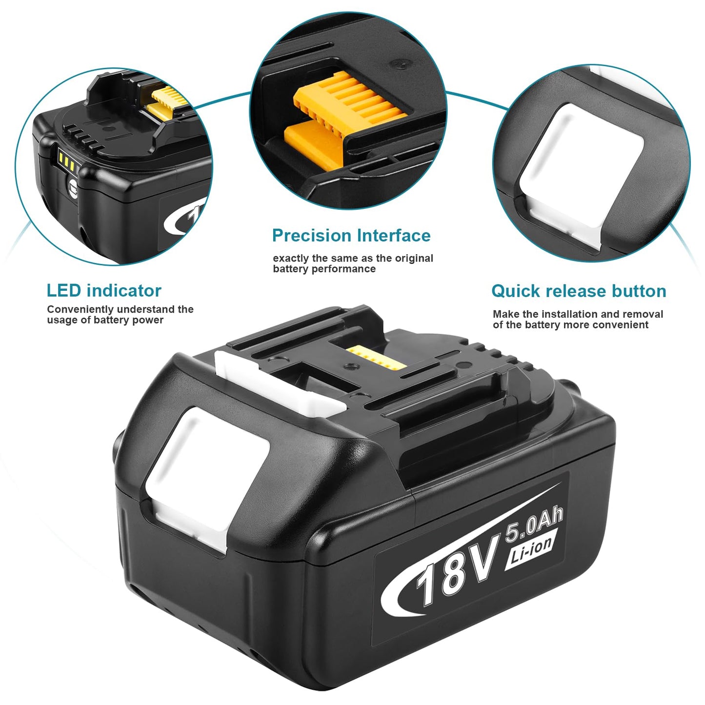 TREE.NB 18V 5Ah BL1850 Battery Replacement for Makita 18V Battery BL1830 BL1840 BL1860 BL1845 BL1815 BL1820 BL1860B 18V Batteries Compatible with Makita 18V Cordless Tools (2Pack)