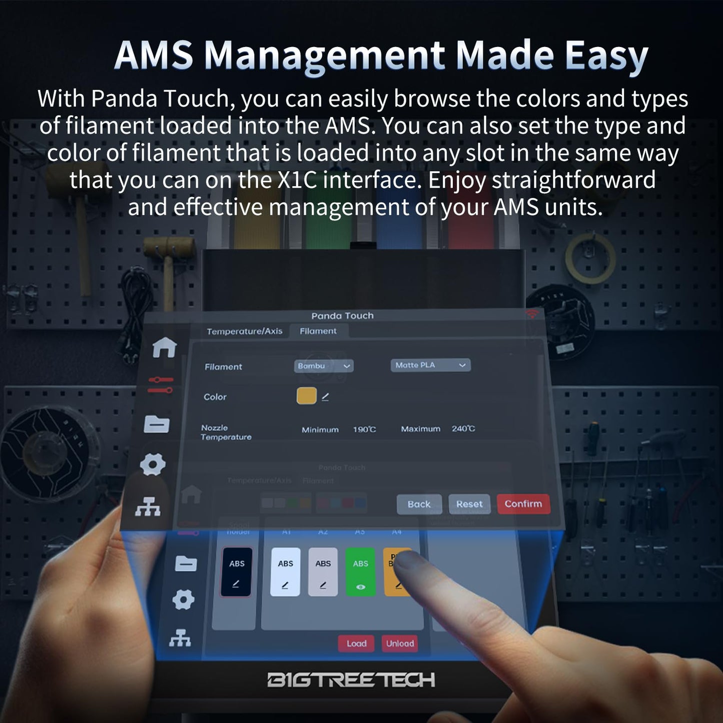 BIGTREETECH Panda Touch, Compatible with Bambu-lab P1S/P1P/X1C/A1/A1 Mini 3D Printers, Touch Screen Upgrade Kit, Support AMS and Multi-Printers Management, Please Check Firmware Compatibility First