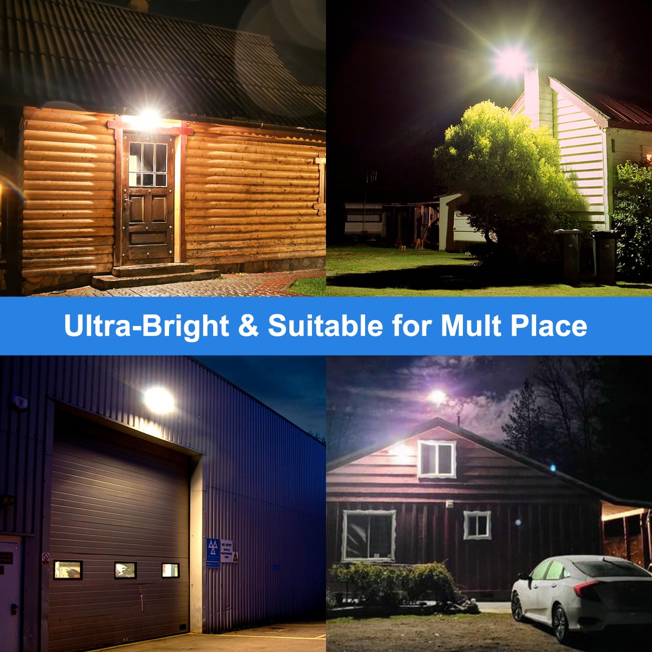Solar Street Lights Outdoor, 8500K Solar Powered Driveway Light, LED Flood Motion Sensor Dusk Dawn Illumination Waterproof Mount Security Lights for Parking Lot, Backyard, Garage, Path, Countryside