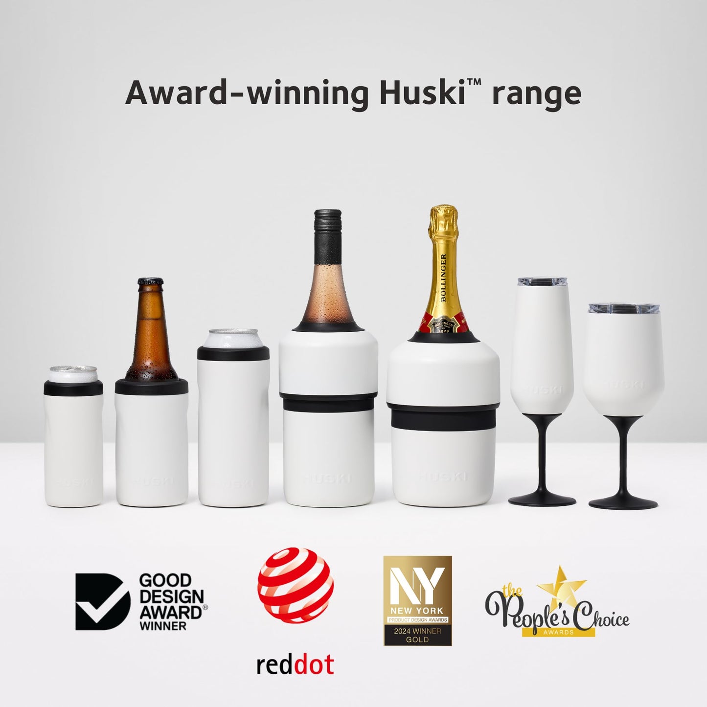 Huski Champagne Chiller | New | Award-Winning Iceless Design with Detachable Bottle Stopper | Keeps Wine Cold up to 6 Hours | Fits Most 750ml Champagne & Prosecco Bottles (Champagn)
