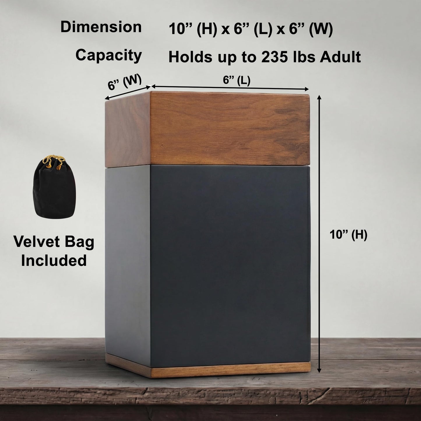 AspenStudio Black Walnut Wooden Cremation Urn for Adult Human Ashes Handcrafted Urn by Aspen Studio