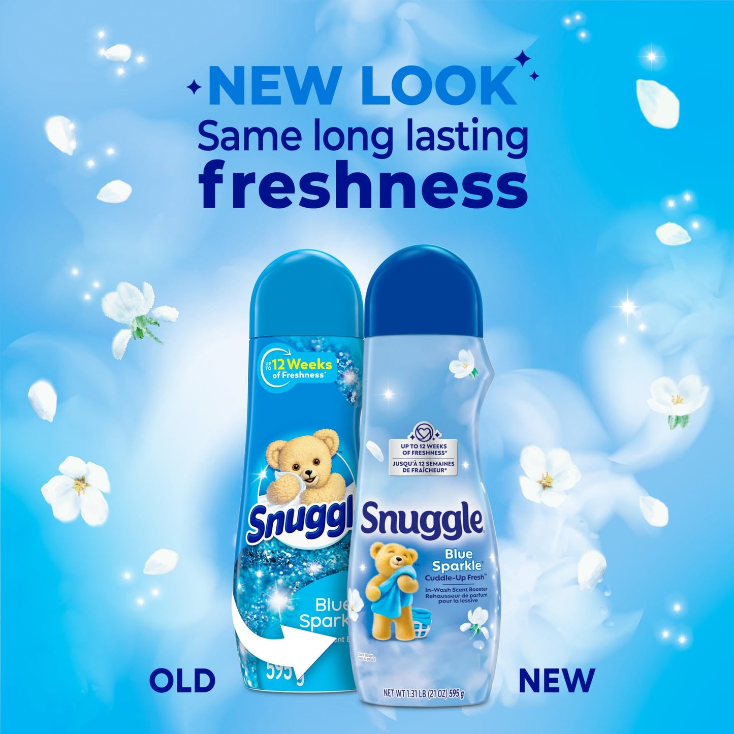 Snuggle In Wash Scent Booster, 21 Oz, Pack of 4, Blue Sparkle, Laundry Beads for Long-Lasting Freshness, Fragrance Enhancer for Clothes, Bedding & Activewear, HE Safe