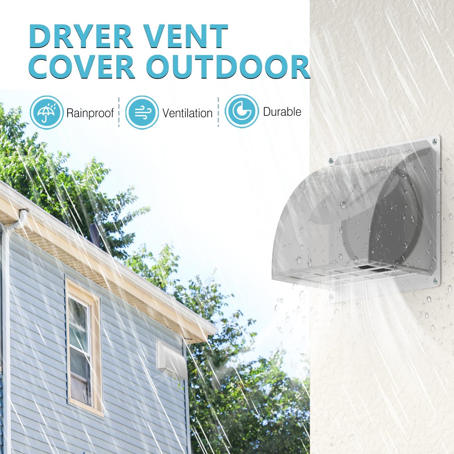 4 Inch Dryer Vent Cover Outside, HG Power Metal Wall Vent Cover with Removable Screen & Cushioned Non-Return Flap, Air Vent for House, Range Hood, AC, Opening Diameter: 3.81" White