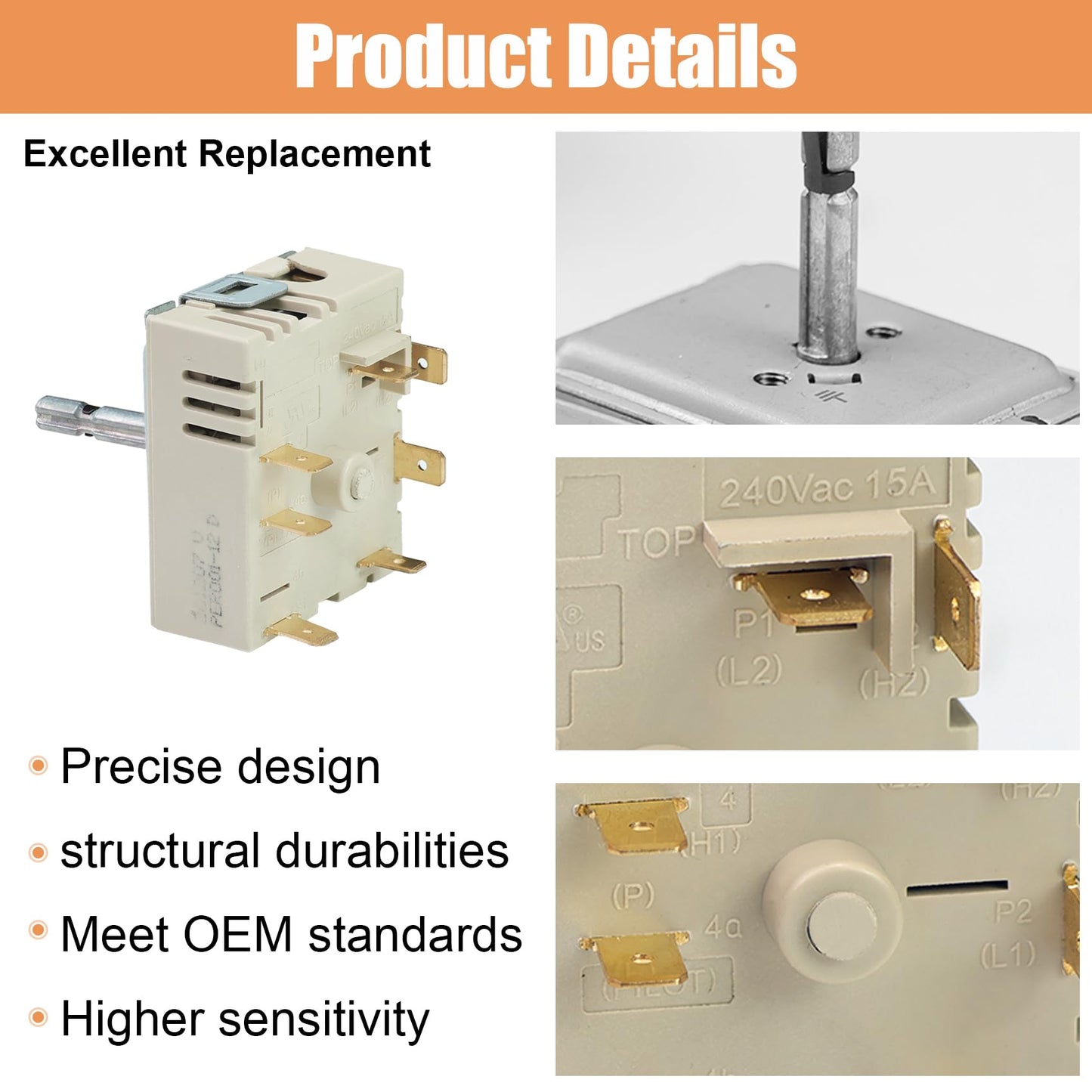 DG44-01006B PER001-12D Dual Infinite Switch Compatible with Samsung Range Surface Element Control, DG44-01006B Dual Infinite Switch Replaces for Samsung PER001-12D, for Stove Replacement Parts