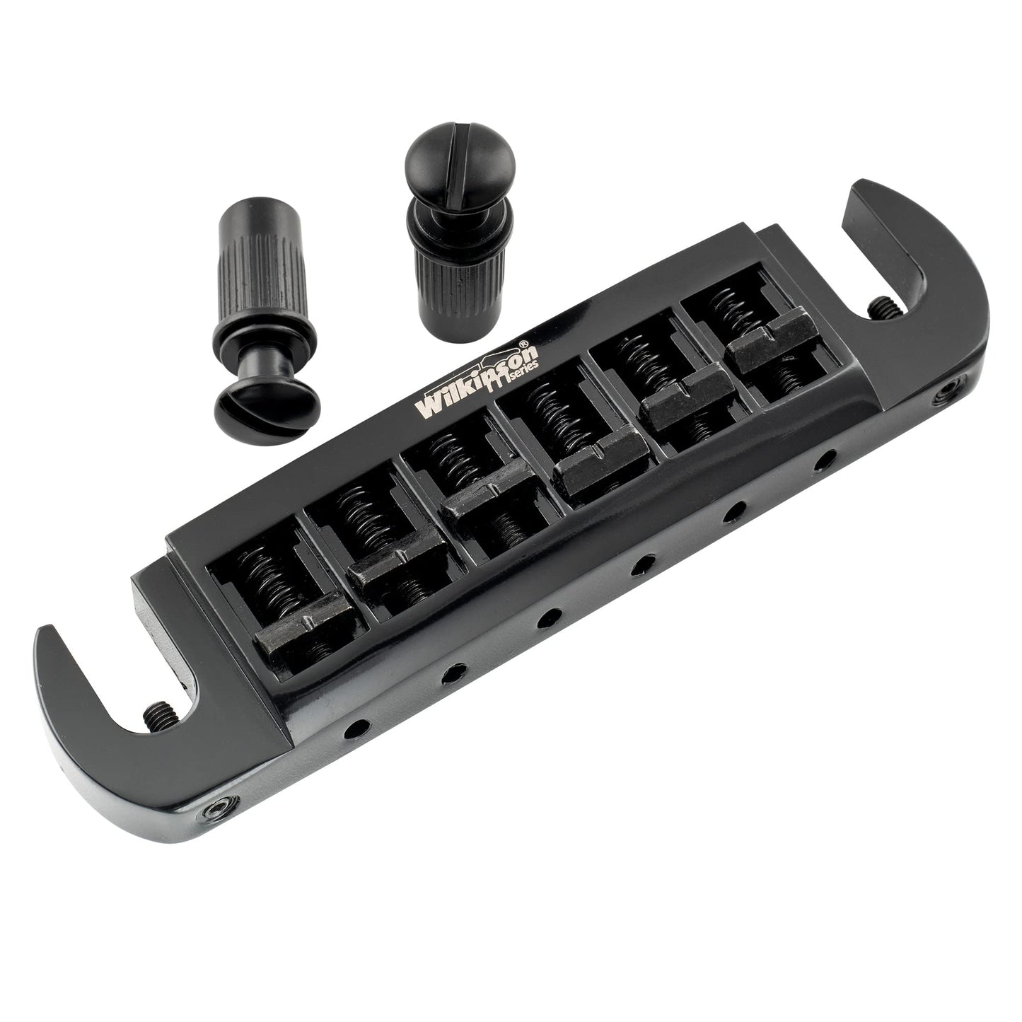 Wilkinson M Series 52.5mm (2-1/16 inch) String Spacing Adjustable Pigtail Style Wraparound Bridge for Les Paul SG Junior Special Style Electric Guitar, Black
