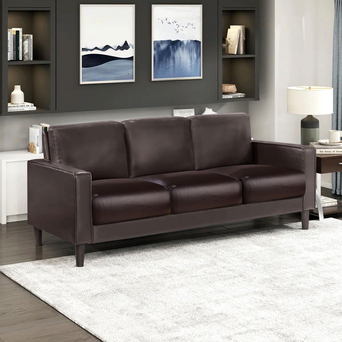 YISUN Waterproof PU Leather Couch Seat Covers, Stretch Individual Seat Cushion Covers, Washable Replacement Sofa Cushion Protector Soft Sofa Slipcover