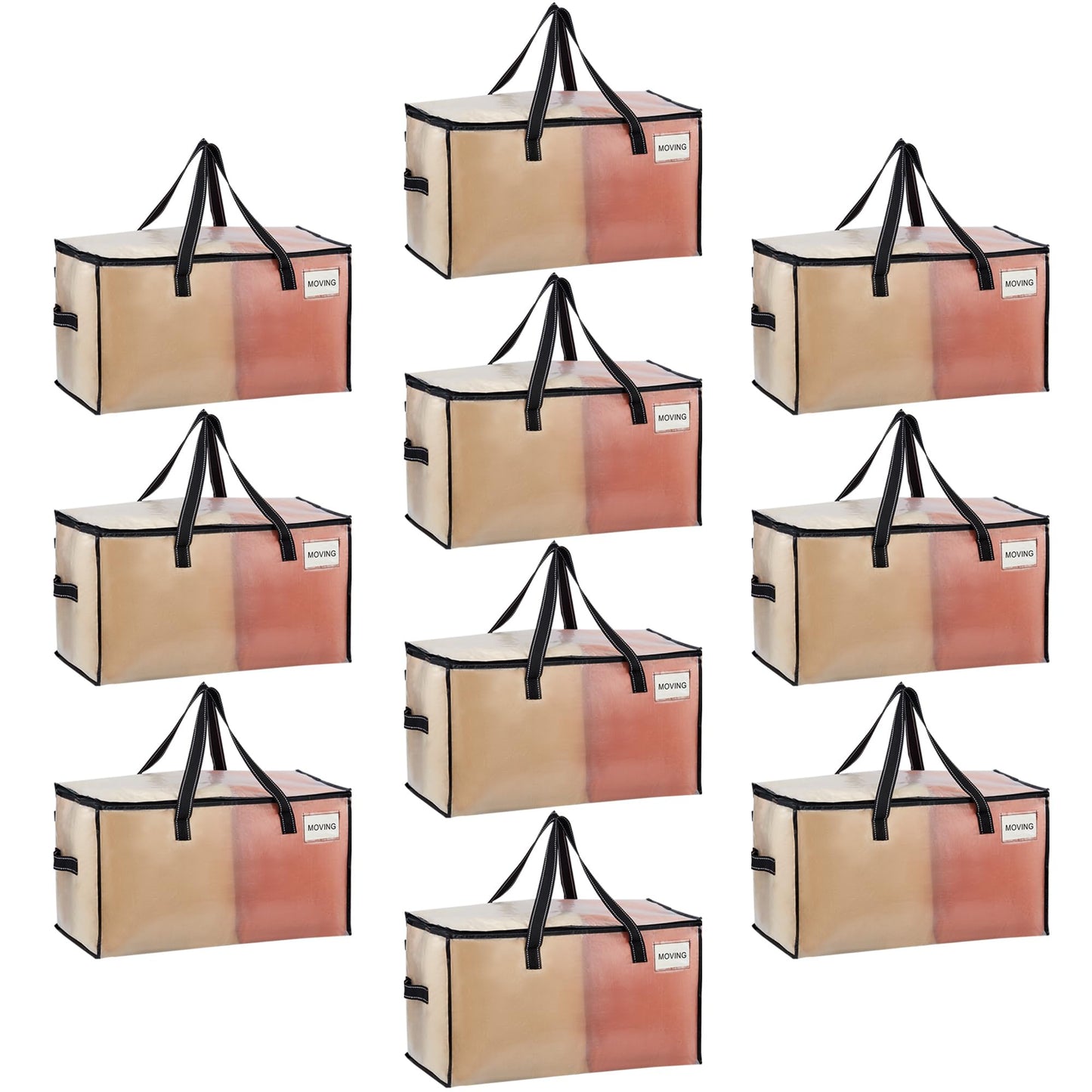 VENO 10 Pack Clear Moving Bags with Zippers, Heavy Duty Moving Boxes Alternative, Large Storage Totes for Clothes, Blankets & Comforters, College Dorm Essentials, Water-Resistant (Clear, 10 Pack)