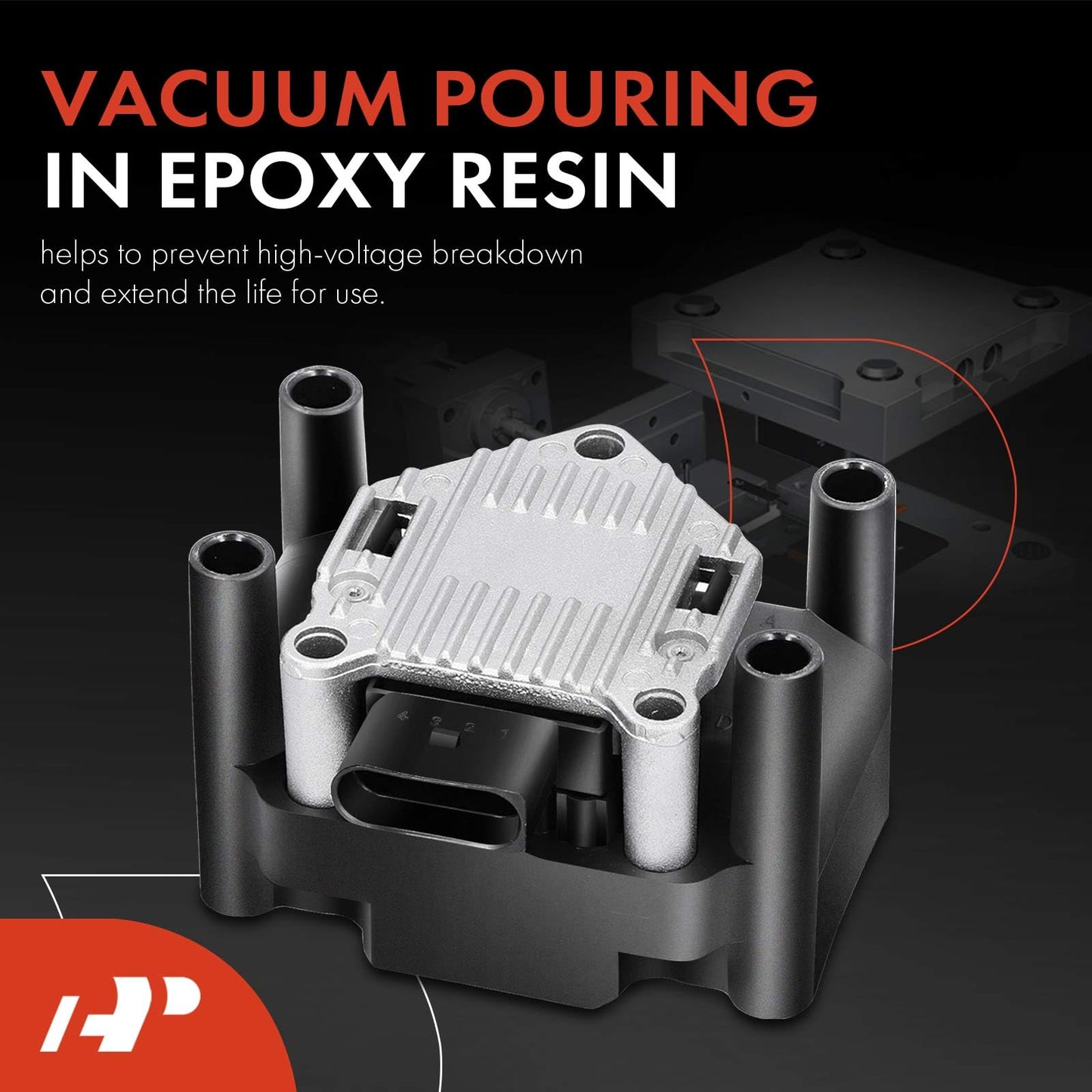 A-Premium Ignition Coil Compatible with Audi Seat & Volkswagen Vehicles - 1.2L 1.4L 1.6L 1.8L 2.0L - A3 1998-2003, Ibiza 2003-20017, Beetle 1998-2006, Golf 1999-2001, Jetta 1999-2015, Polo 2003-2018