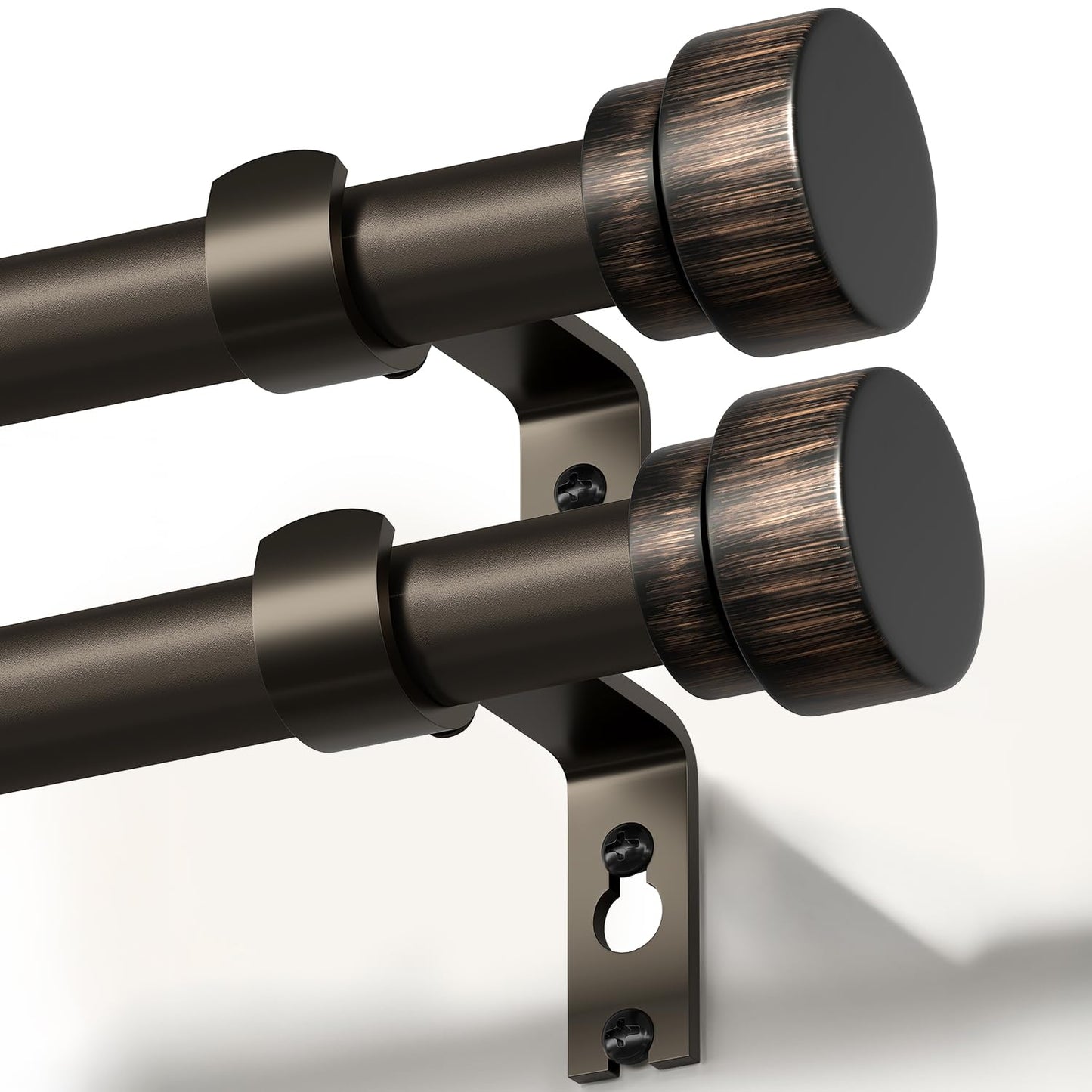 2 Pack Modern Antique Brown Curtain Rods for Windows 48 to 88 Inches Adjustable Length Heavy Duty 1" Diameter Window Rod with Decorative Finials for Outdoor Farmhouse Bedroom Kitchen Living Room