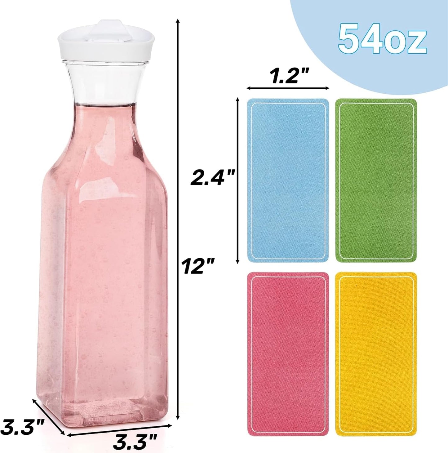 Goaste 8 Pack laundry soap dispenser, 54oz Laundry Detergent Dispenser Bottle with Waterproof Label, Liquid Laundry Detergent Container, Plastic Fabric Softener Organizer for Bleach Powder Beads