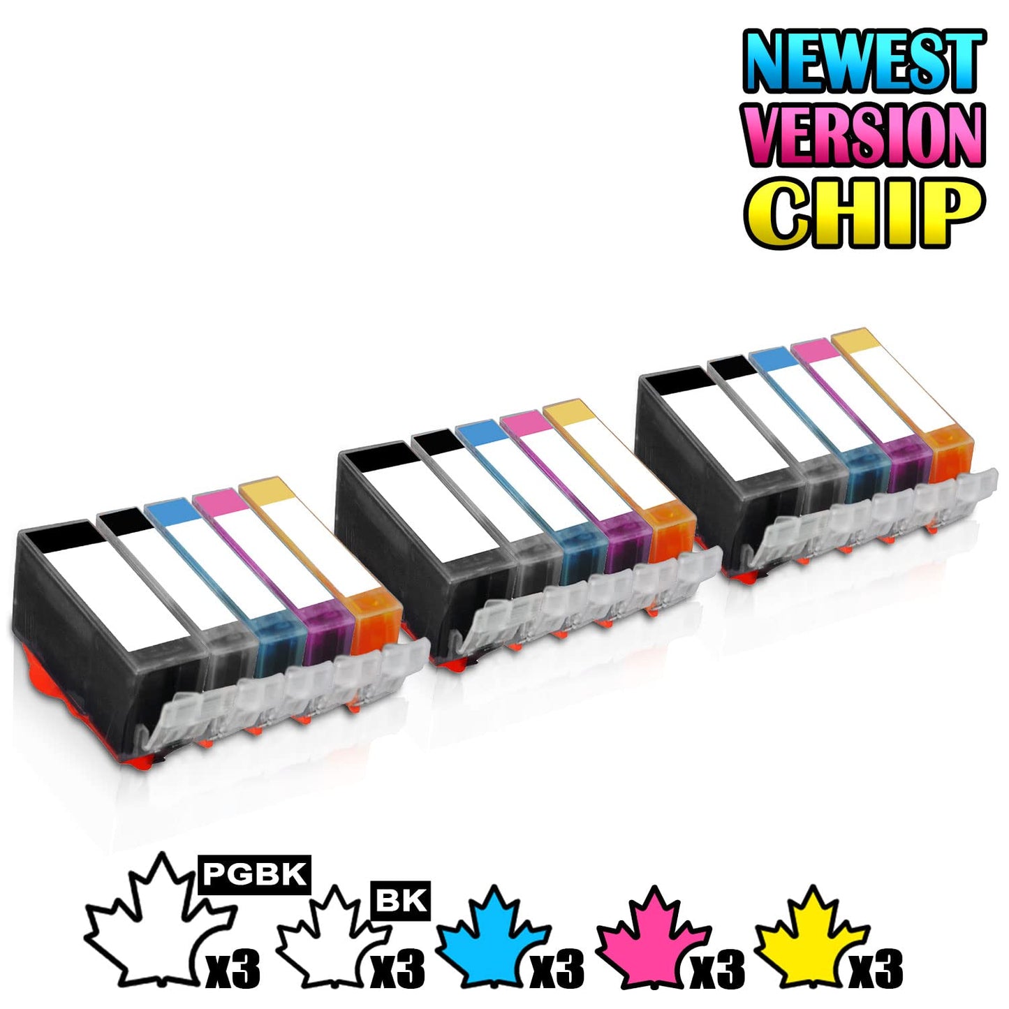 3 Set of 5 Inkfirst Compatible PGI-220 CLI-221 Ink Cartridges Replacement for Canon PGI220 CLI221 PIXMA MP560 MP620 MP640 MP980 MP990 MX860 MX870 iP3600 iP4600 iP4700 Black Cyan Magenta Yellow
