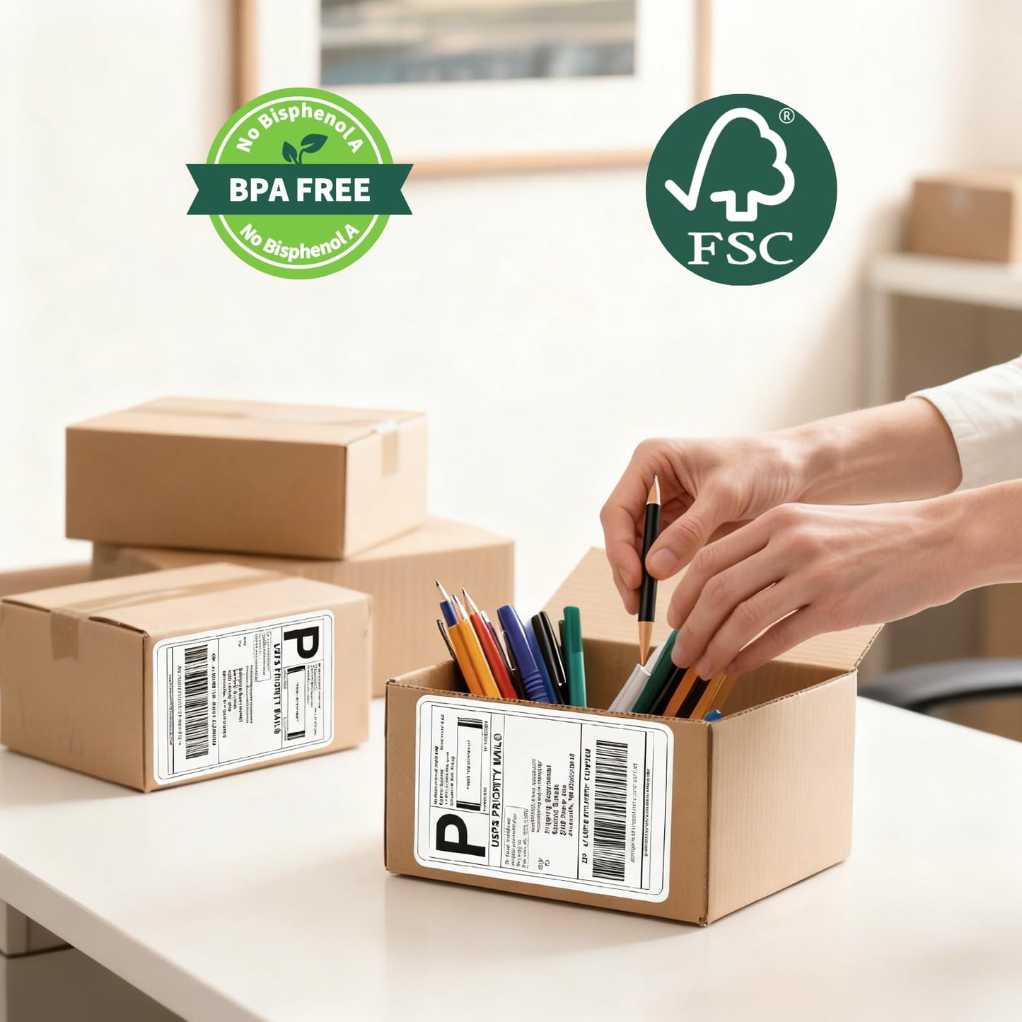 1000 4x6 Thermal Labels 500/Stack, Shipping Thermal Labels 4x6 Fanfold Compatible with Rollo, Zebra, MUNBYN Printers (Commercial Grade)