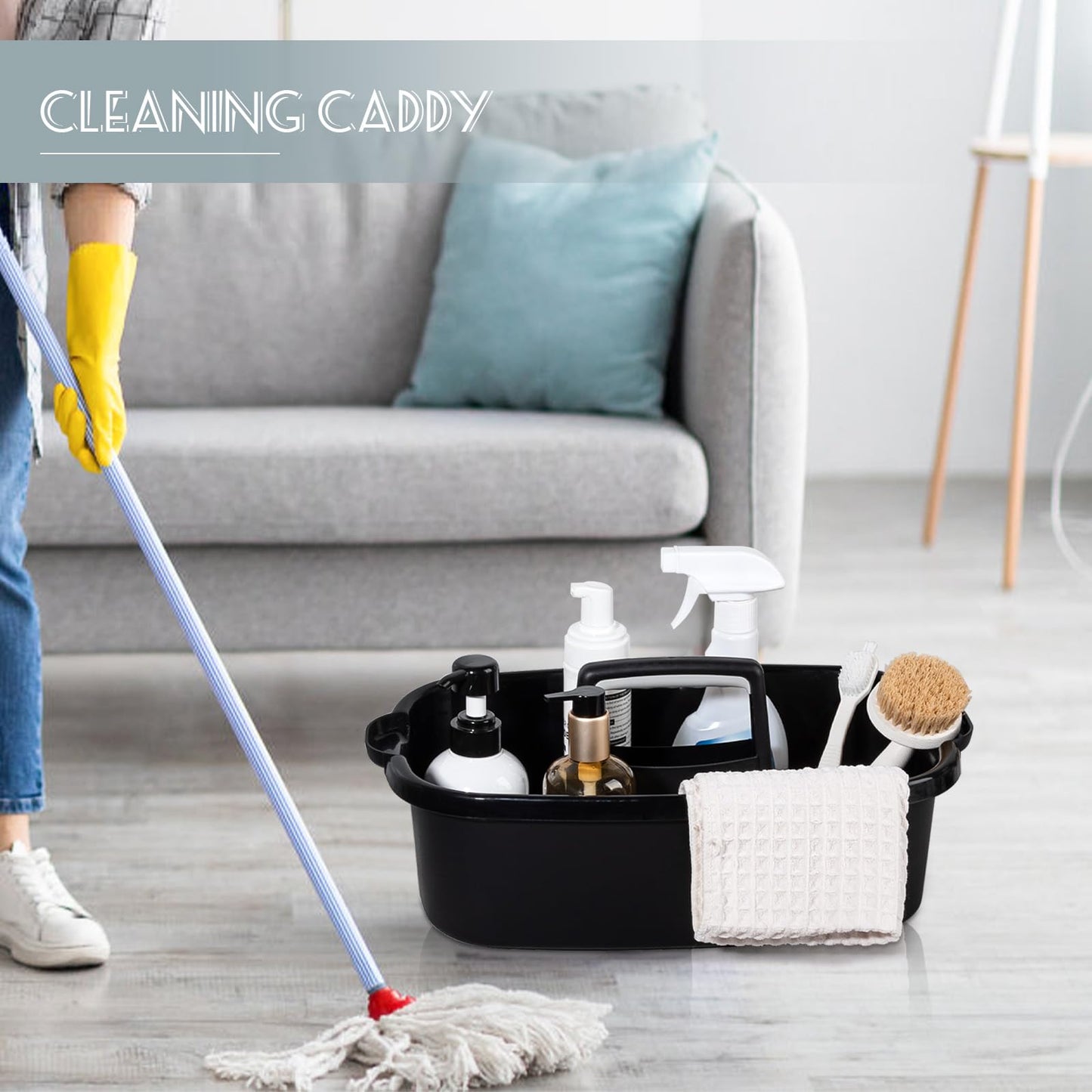 Large Portable Cleaning Supplies Basket Shower Caddy Supplies Organizer with Handle Plastic Bucket Tool Storage for Bathroom Bedroom Kitchen College Dorm