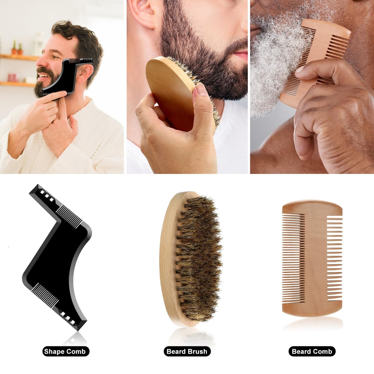 Beard Kit Gifts for Men, Father's Day Birthday Gifts for Him Men Dad Boss Husband, Grooming & Trimming Tool Complete Set, Beard Care Kit with 2 Beard Oil/Balm/Brush/Comb/Shaving Soap/Cup&Storage Bag