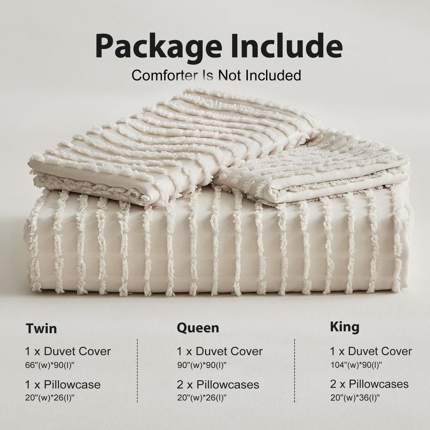 WARMDERN Boho Duvet Cover Set Queen Size,Khaki Striped Duvet Cover Microfiber Bedding Set,3PCS Ultra Soft Breathable Lightweight Tuft Texture Pattern Duvet Covers with Zipper Closure(Khaki,Queen)