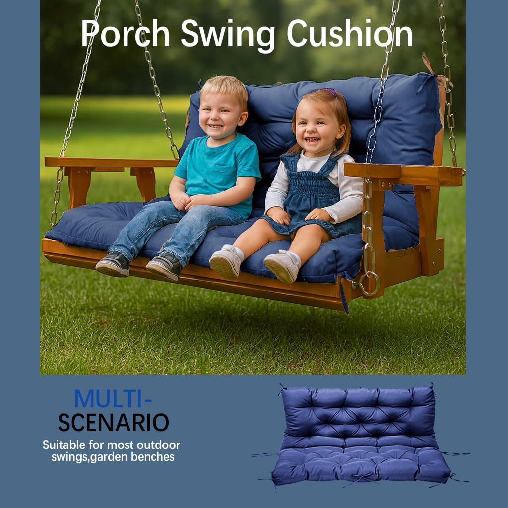 EAQ 3 Seat Outdoor Swing Cushion Porch Swing Cushions Outdoor Cushions Patio for Outdoor Patio Furniture with 8 Ties for Patio Backyard Garden