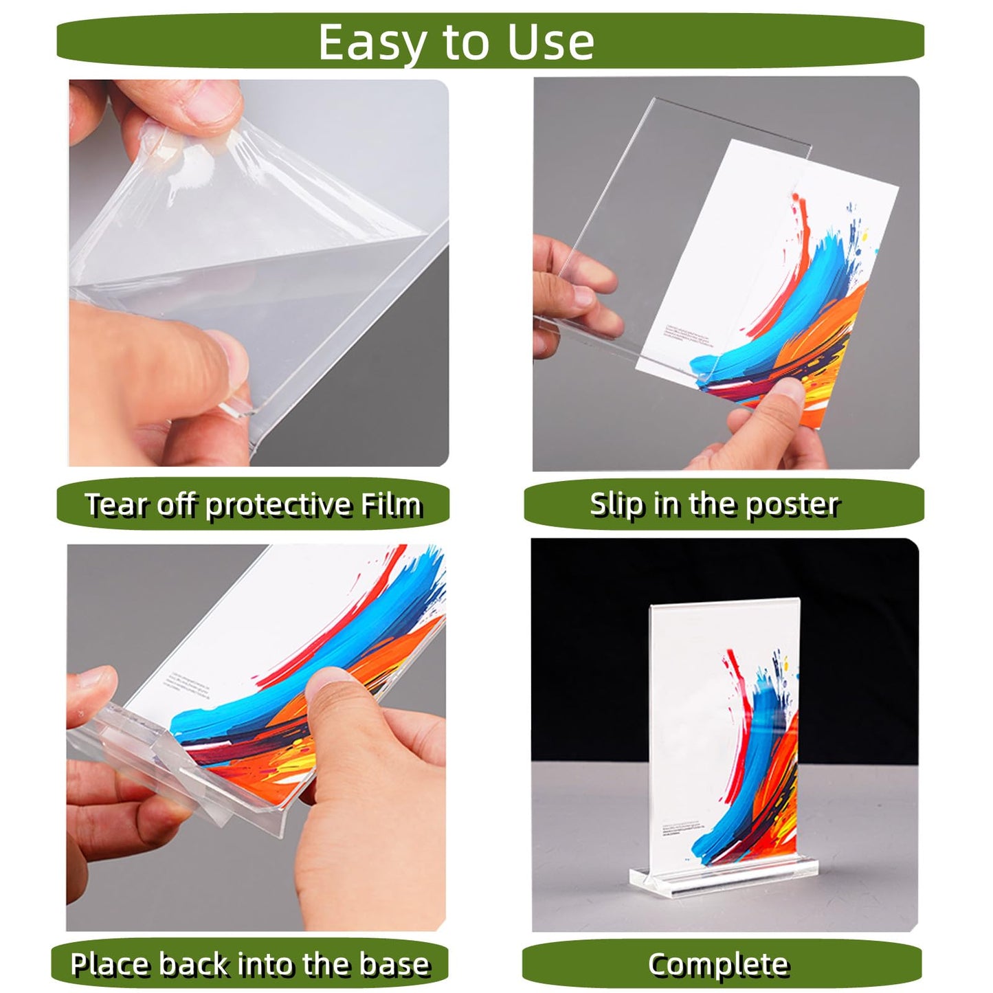 A4 Acrylic Sign Holder, 6 Pack T-Shape Double-Side Menu Holders, Clear Perspex Display Stand for Office Hotel Store Restaurant School