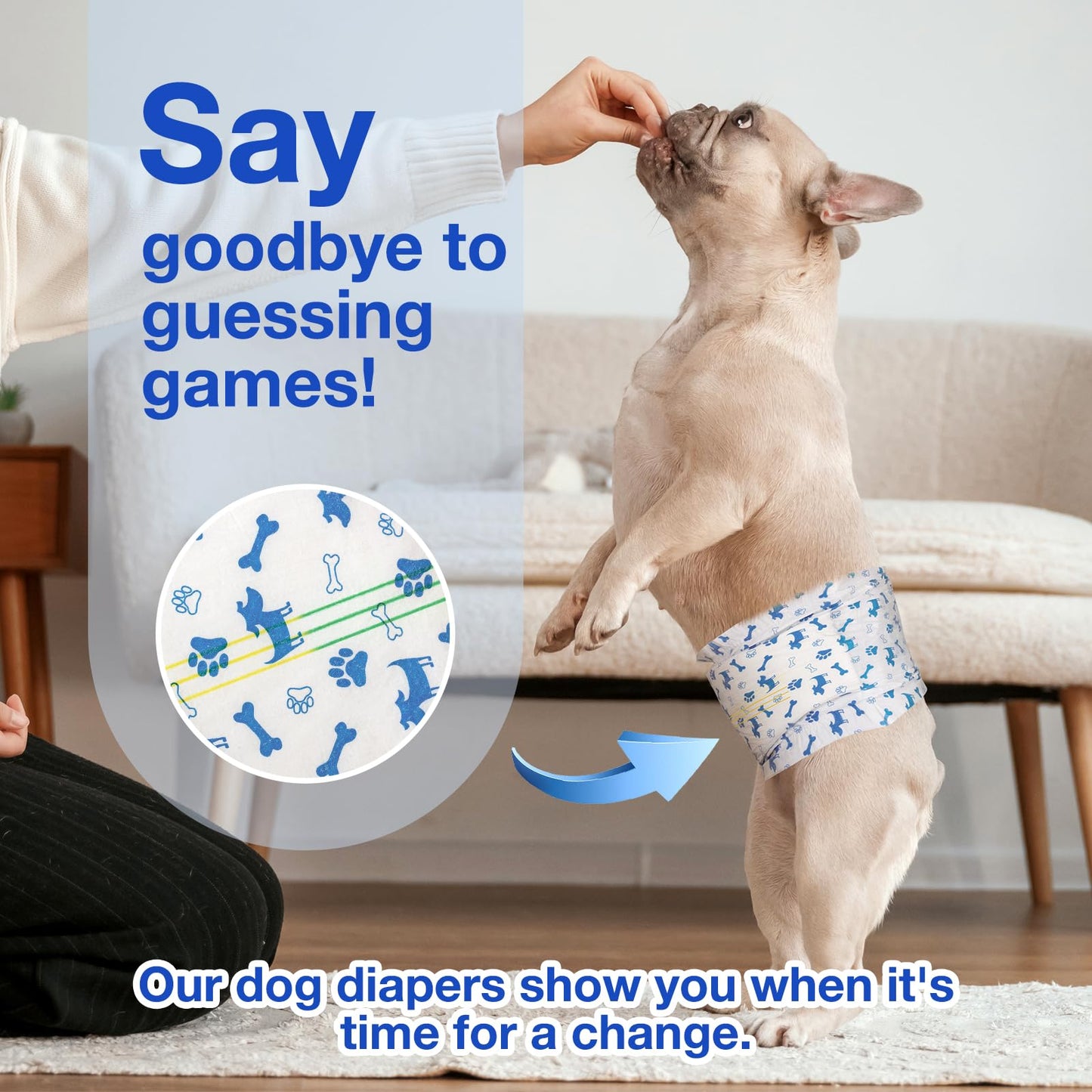 MICOOYO Dog Diapers Male Disposable Super Absorbent Male Dog Wraps Lighter Dogs Diaper Leakproof Puppy Diapers Doggie Diaper with Wetness Indicator (S, 50Counts)