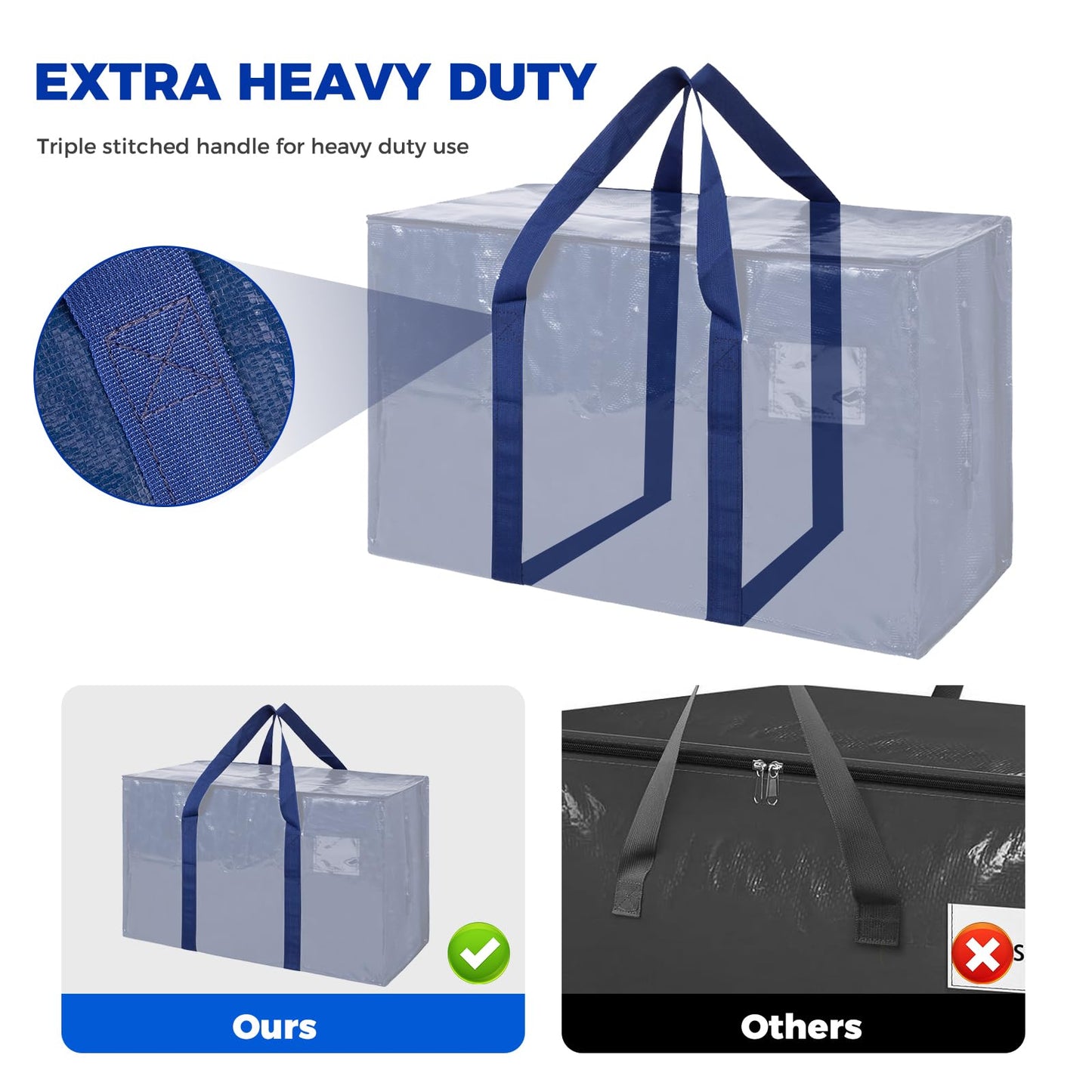 ZFWDSY 93L Moving Bags Totes 8 pack Storage Bag Bins Large Moving Boxes with Lids Zippers Handles for College Dorm, Traveling, Camping, Christmas